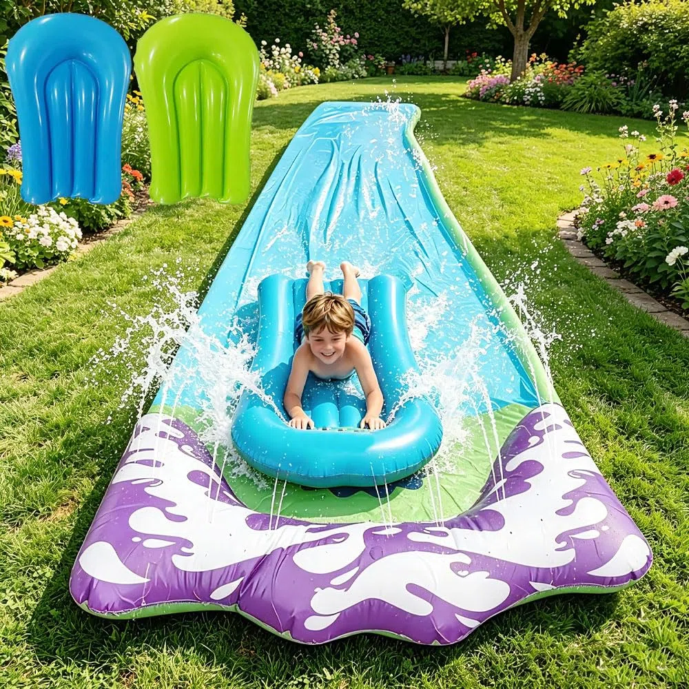Tappeto Scivolo Acqua Piscina 480x70cm per Prato con Bodyboard, Irrigazione per Feste Estive