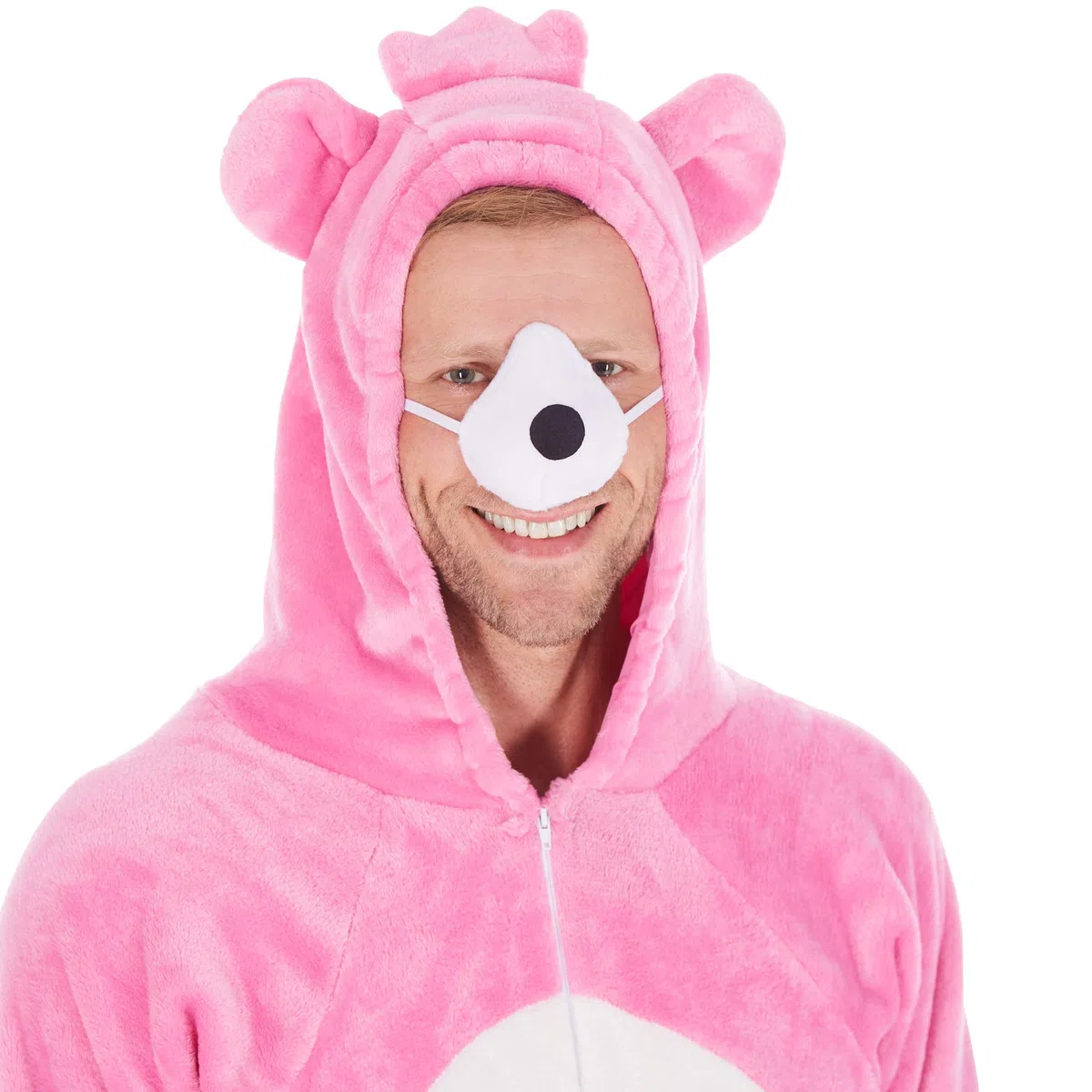dressforfun Costume da Orso per Lui e per Lei | In Soffice Tessuto di Peluche | Incl. Naso con Elastico (Rosa | L | No. 300879)