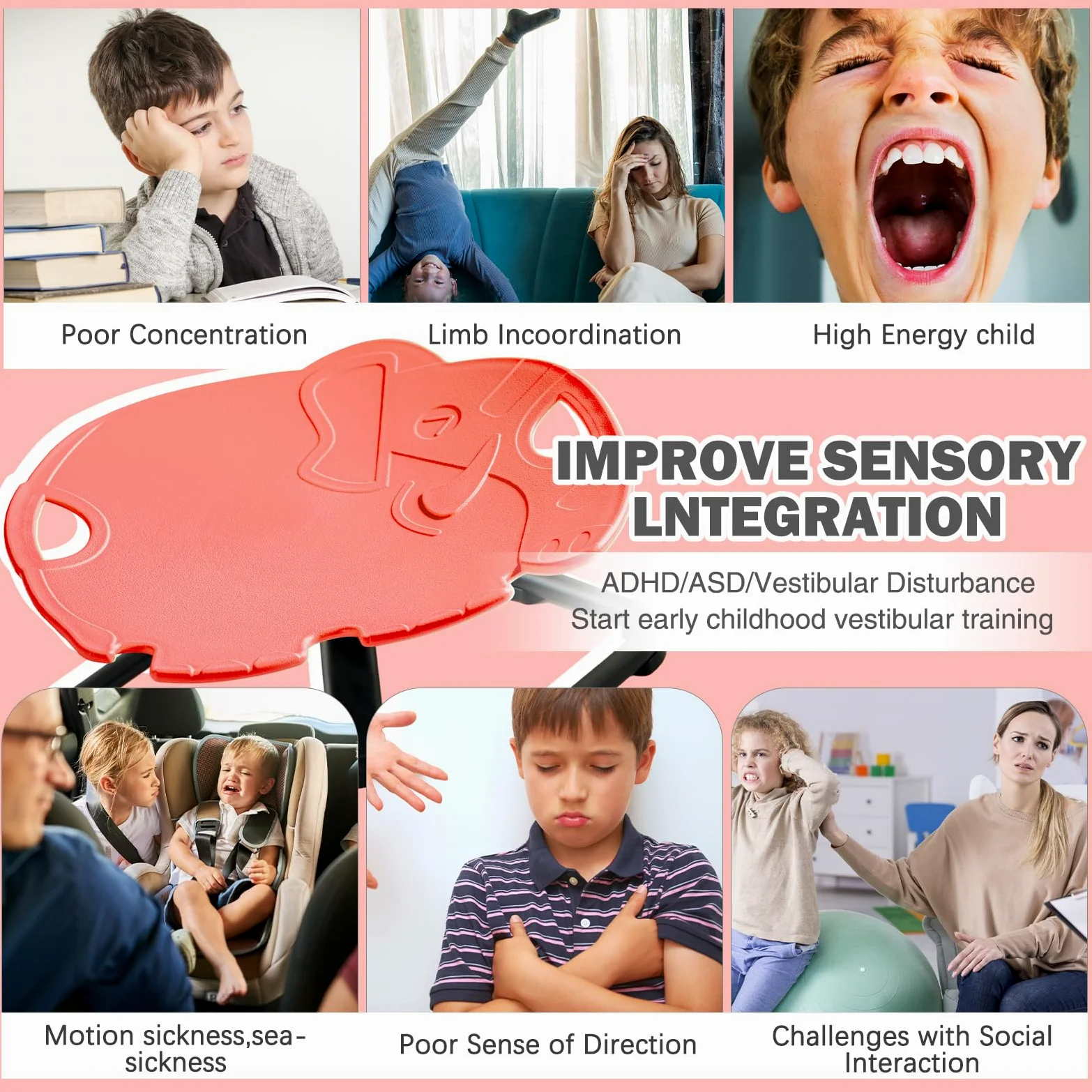 Carosello autismo per bambini, sedia girevole con maniglia, sedia girevole sensoriale a 360°, giocattolo per autismo, strumento di aiuto ADHD, allenamento coordinazione fisica ed equilibrio, sedia di