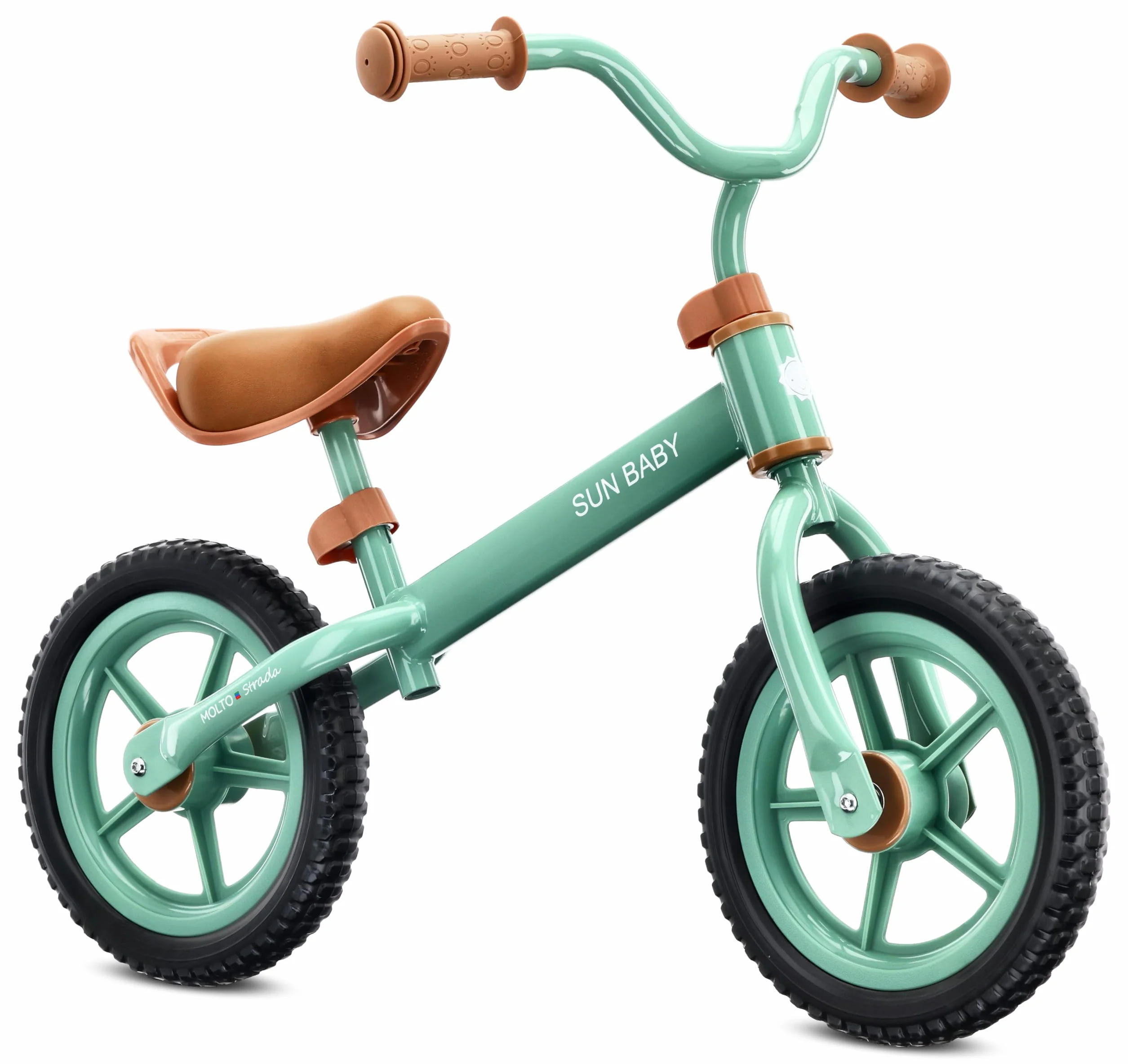 sun baby Bicicletta Senza Pedali per Bambini 2 Anni Molto Strada, max. 30 kg, – Balance Bike con pneumatici in schiuma, sella e manubrio regolabili, telaio in acciaio
