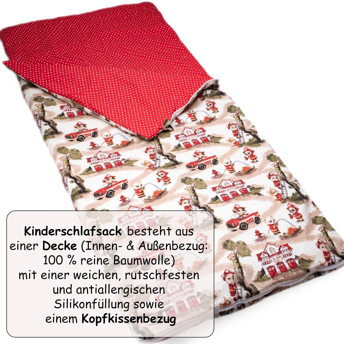PinkZebra Sacco a Pelo per Bambini 170 x 70 cm + federa 60 x 40 cm per Ragazze Ragazzi Oeko-Tex in Cotone con Doppia Cerniera