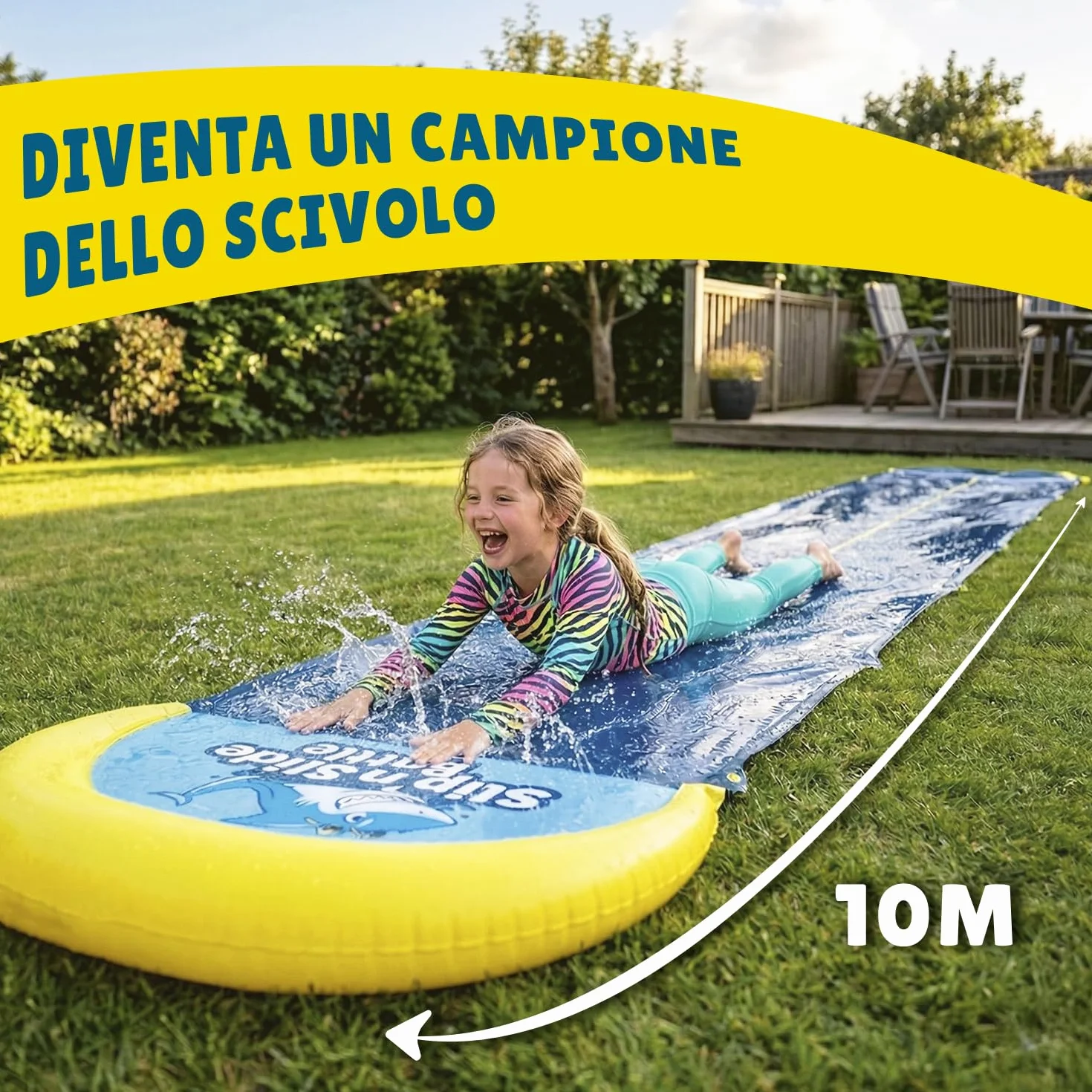Official VentriBattle | Scivolo a Doppio Binario | Tubo dell'Acqua collegabile | 10 Metri | qualità Premium | Scivolo Slip'n Slide | Gioco d'Acqua all'aperto | + Spesso | + Rigido | + Veloce