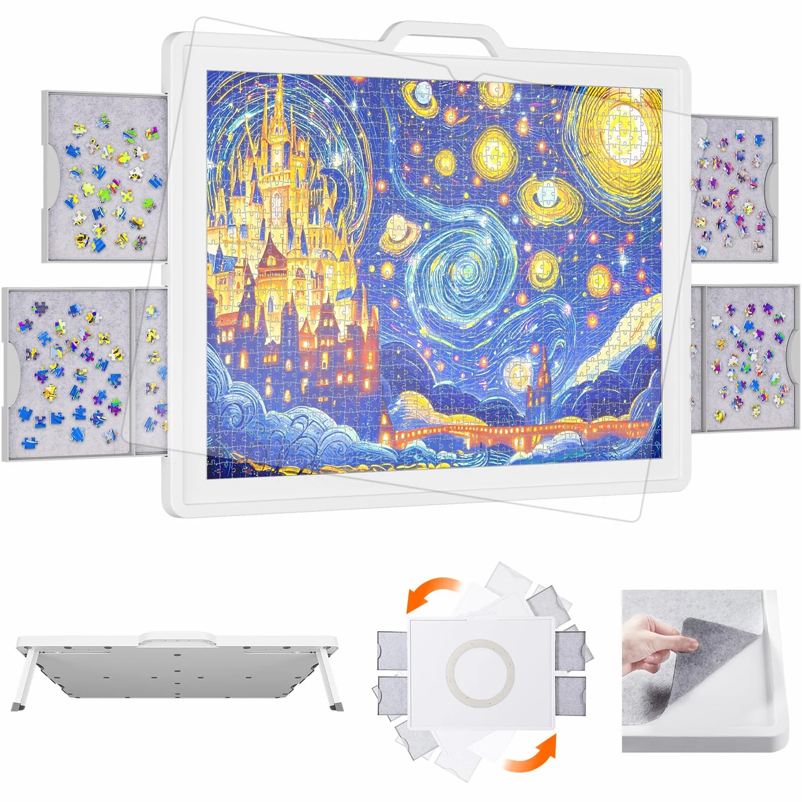 Lifewit 1500 PCS Tavolo per Puzzle con Supporto, Porta Puzzle 89 × 68,5 cm, Puzzles Board Angolo Rotazione 360° per Adulti, Tavola Pezzi con 4 Cassetti Estraibili y Copertura Protettiva