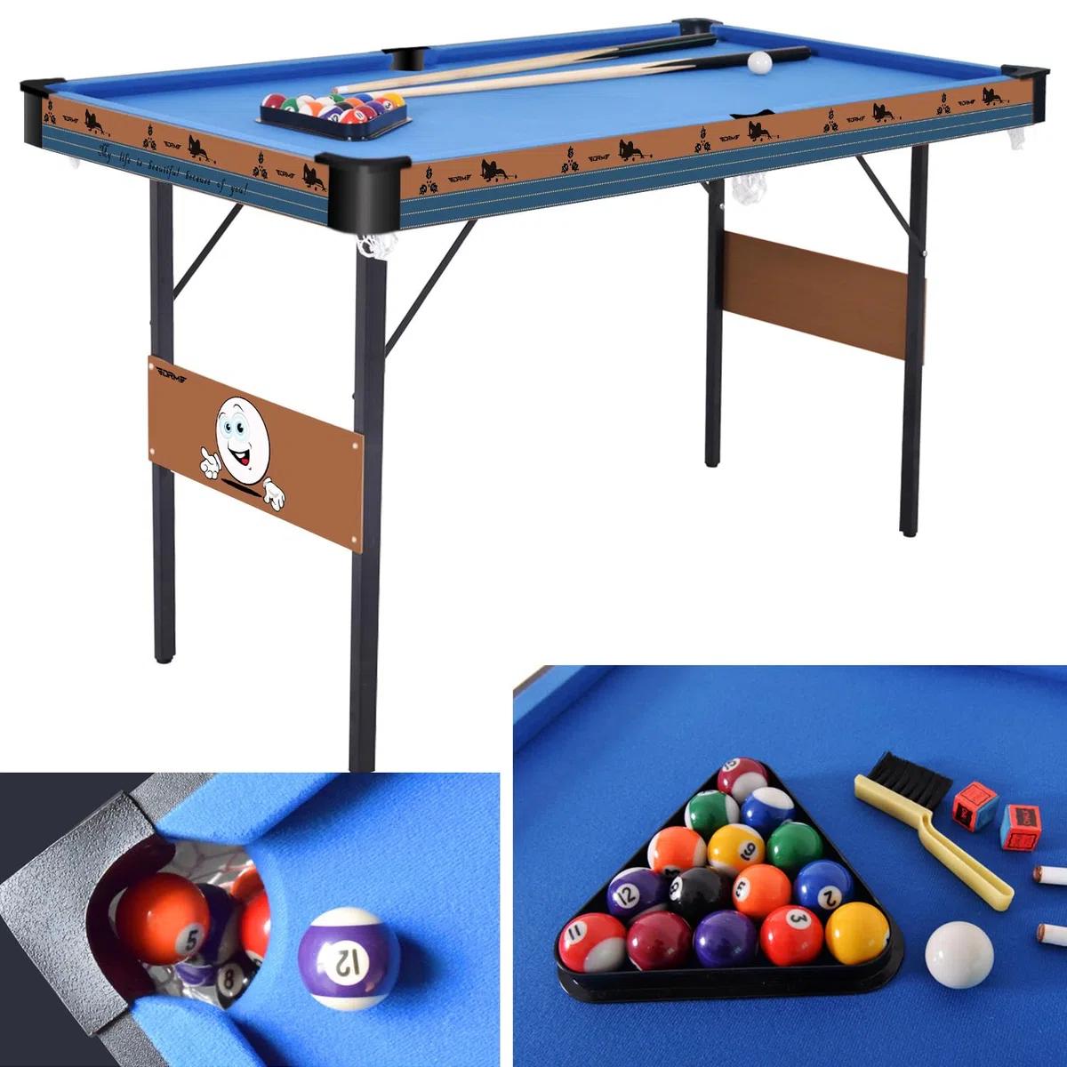 Oye - Tavolo da gioco combinato 3 in 1 da 55 pollici, pieghevole, in legno ingegnerizzato, per biliardo, hockey, ping pong