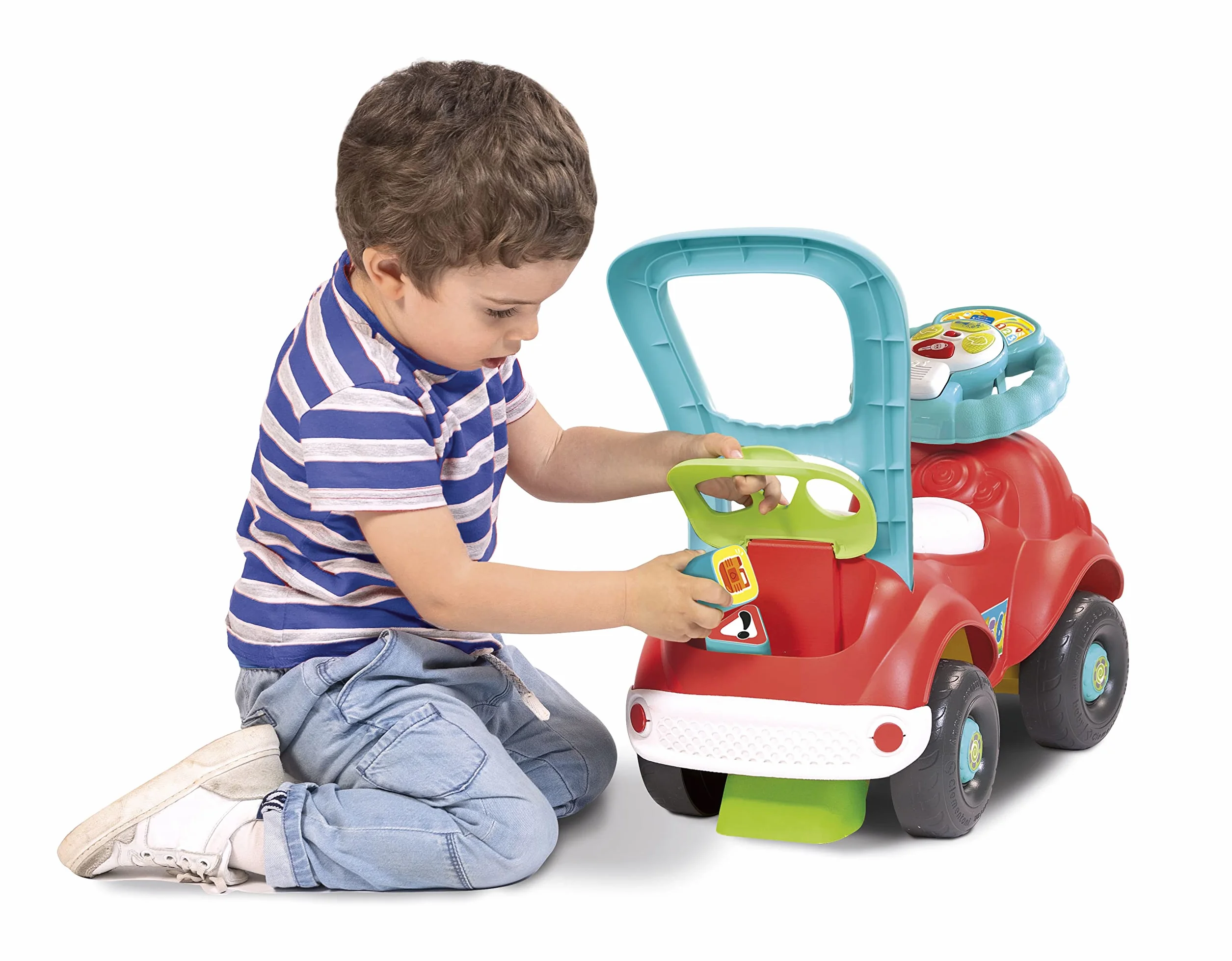 Clementoni Baby Nicolò Go Go 3 in 1, Macchinina Bambino 1 Anno, Gioco Prima Infanzia Primi Passi, Cavalcabile e Centro Attività Italiano e Inglese, Stimola Motilità e Curiosità, Made in Italy, 17747