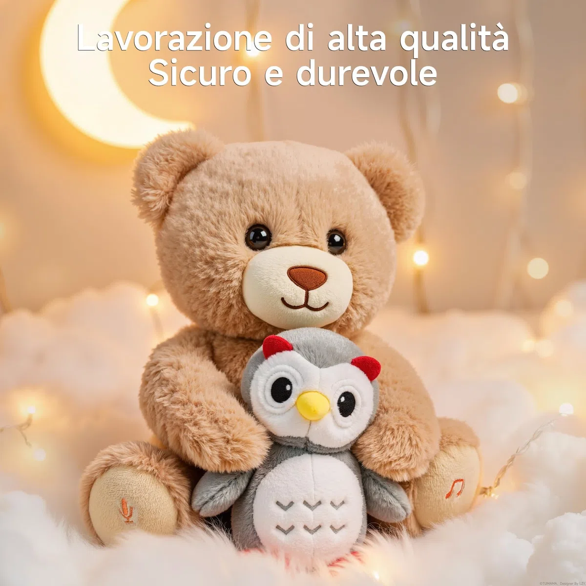 Orso Peluche Musicale Parlante Interattivo con Registra e Ripeti, Giocattolo Morbido per Bambini, Regalo per Neonati