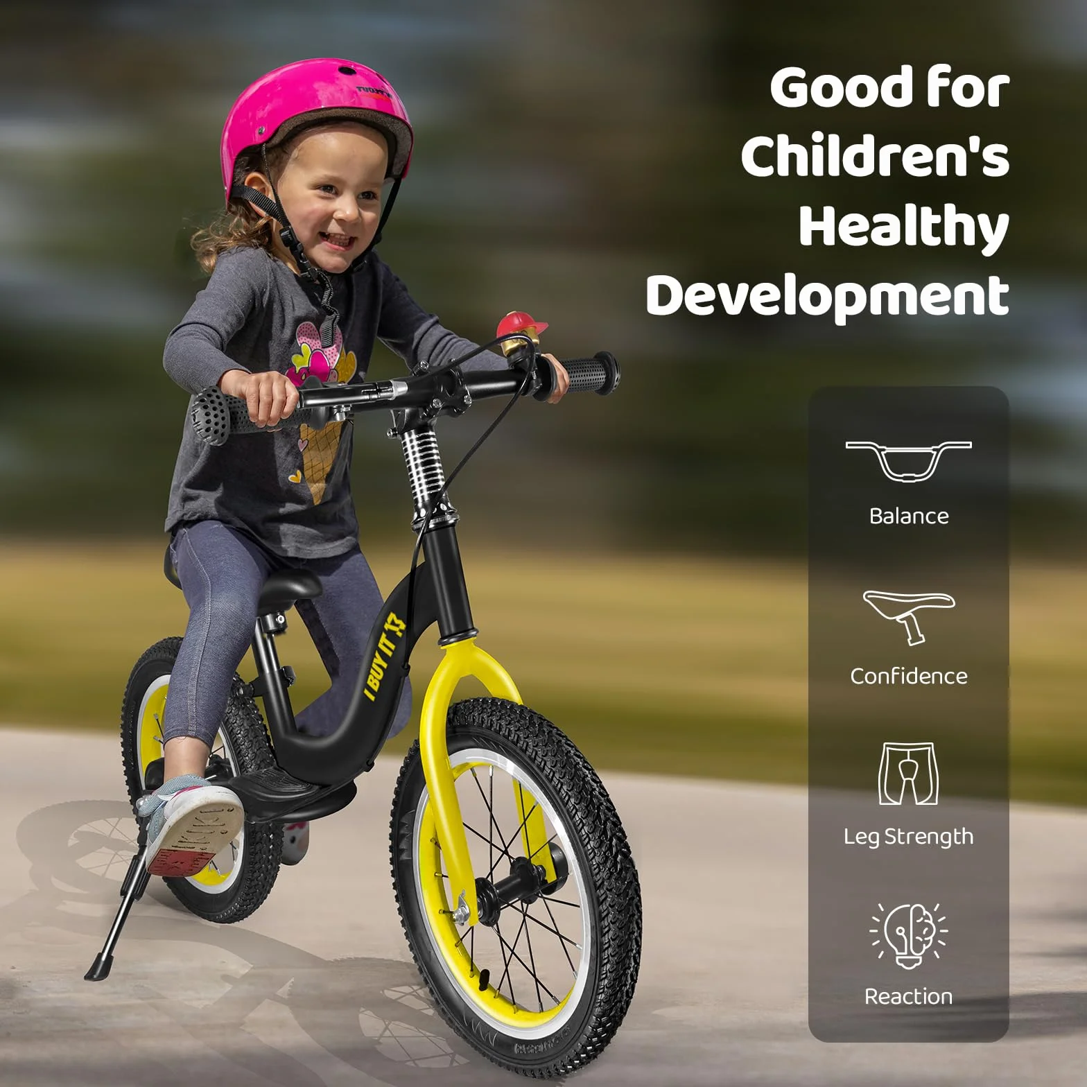 Bicicletta da 14/16 pollici a partire da 3 4 5 6 7 anni ragazzi ragazze ruote regolabili per bambini con freno e supporto, bicicletta per bambini senza pedali con pneumatici e poggiapiedi