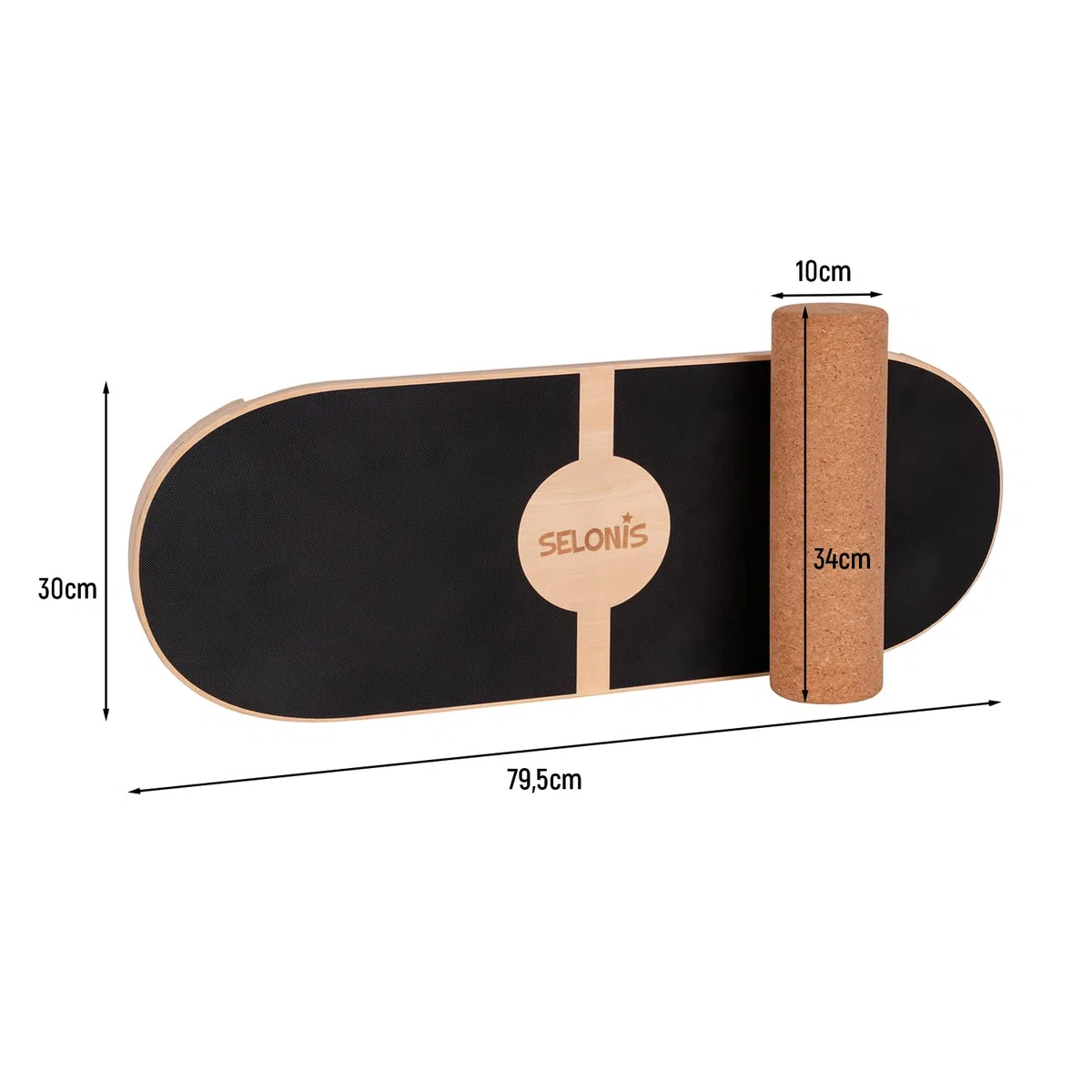 Selonis Balance Board In Legno Per Equilibrio E Coordinazione Trainer Rullo Di Sughero Sport Yoga Fisioterapia
