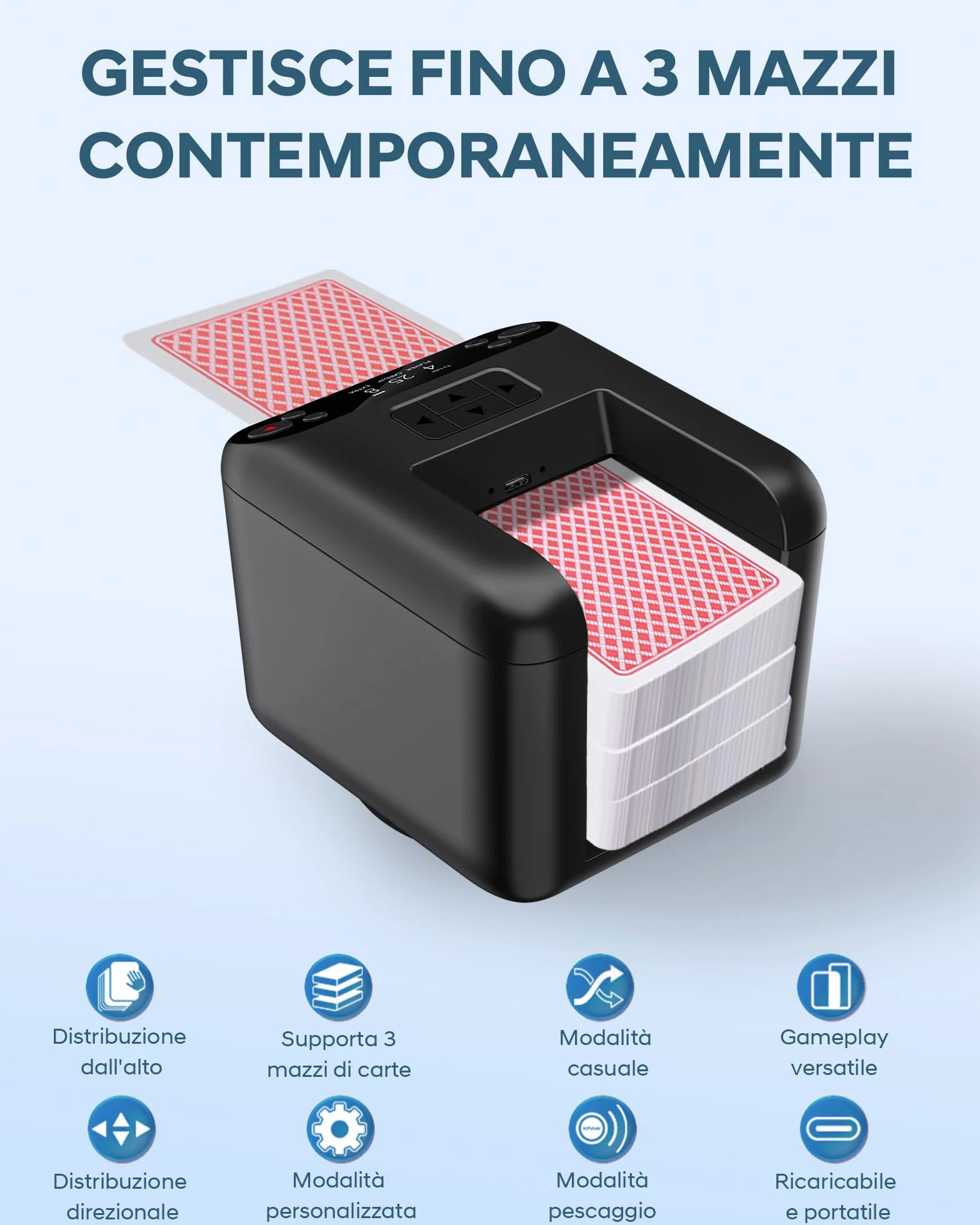 Distributore Automatico di Carte – Rotazione 180°/360° per 1–3 Mazzi, 2–12 Giocatori con 4 Telecomandi | modalità di Gioco Integrate, Ricaricabile & Silenzioso per Poker, Blackjack, Texas Holdem, Uno