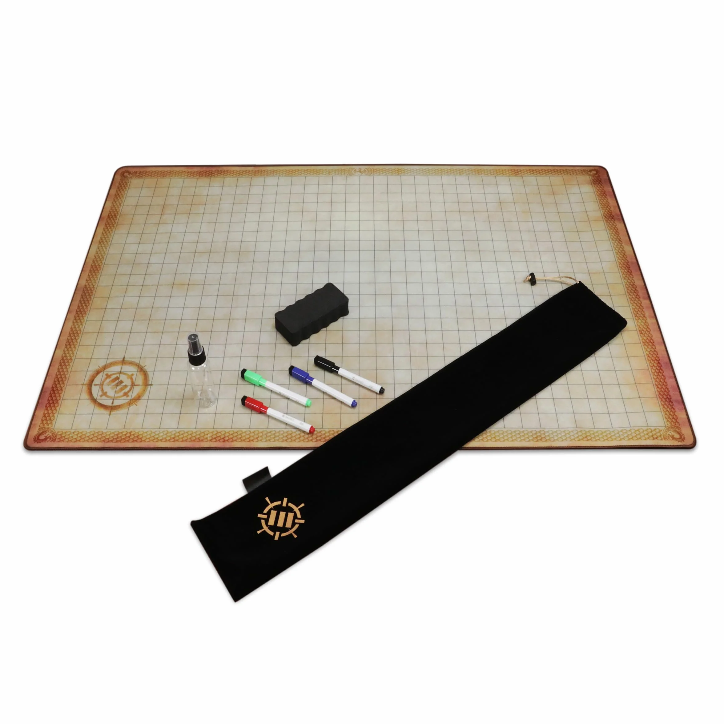 ENHANCE Deluxe Rpg Grid Mat - Mappa DND da Tavolo (60.96 x 91.44 CM) Gioco di Ruolo Dry Erase DND Mat Set Completo per Maestri e Principianti, Tappetino Battle Grid in Pergamena cancellabile