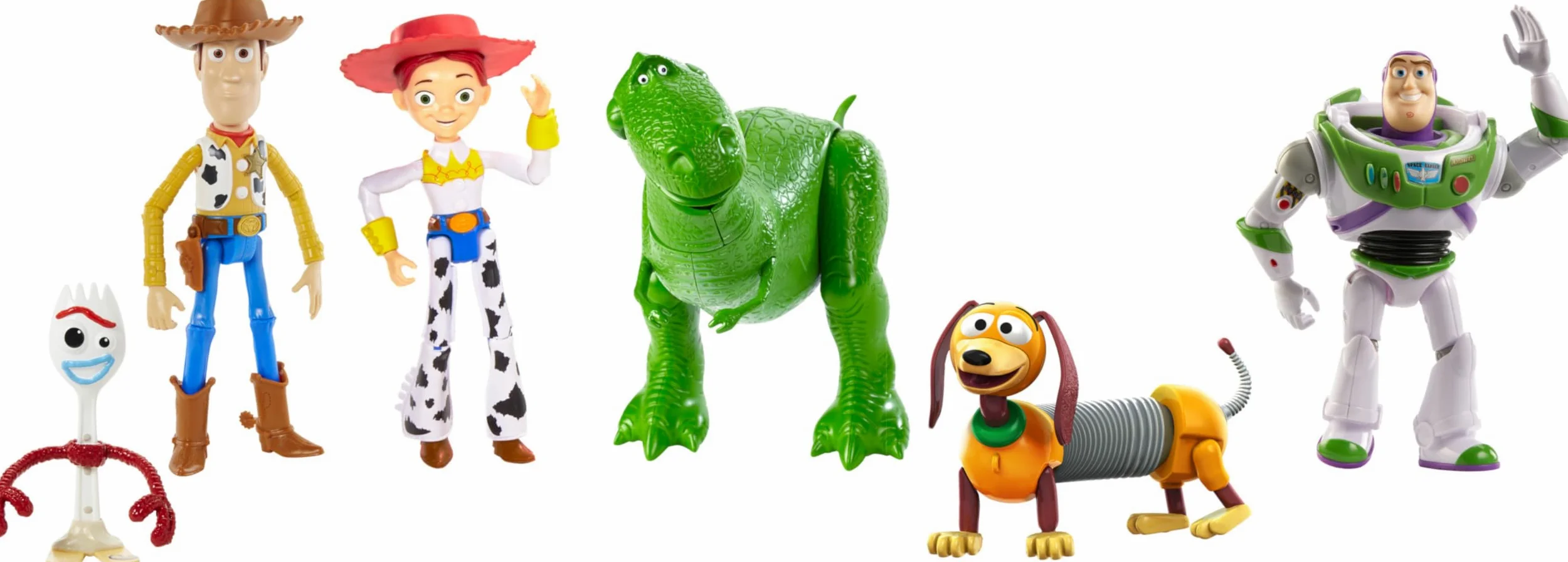 Mattel Disney e Pixar - Toy Story 4 confezione personaggi, avventure in vacanza, confezione da 6 con Woody, Buzz, Rex, Slinky, Jessie e Forky, snodati, Giocattolo e regalo per Bambini 3+ Anni, GDL54