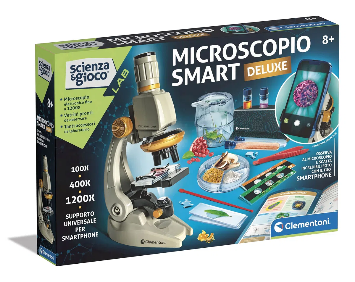 Clementoni - 19310 - Scienza e Gioco Lab - Microscopio Smart Deluxe - Laboratorio, Microscopio Bambini Ottico, Esperimenti di Scienza, Gioco Scientifico 8 Anni (Versione in Italiano)