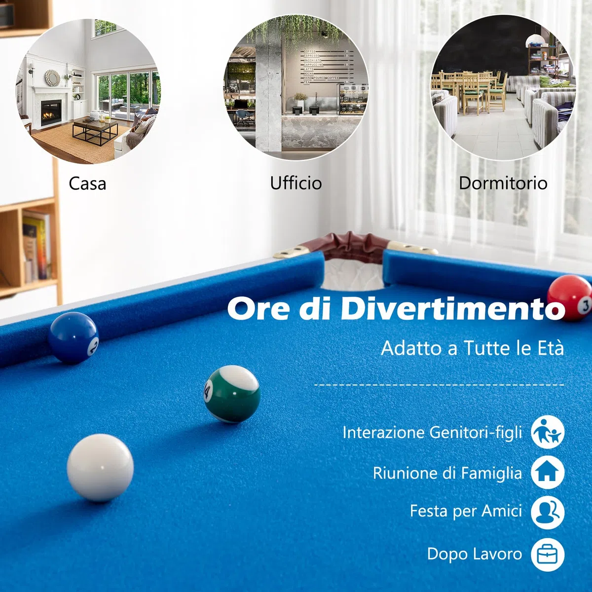 COSTWAY Tavolo da Biliardo Pieghevole, Mini Tavolo da Gioco Biliardo con Set di Accessori Stecche Palline Gessetti e Spazzola, Piedi Regolabili, per Sala Giochi bar Palestra, 122x64x78 cm