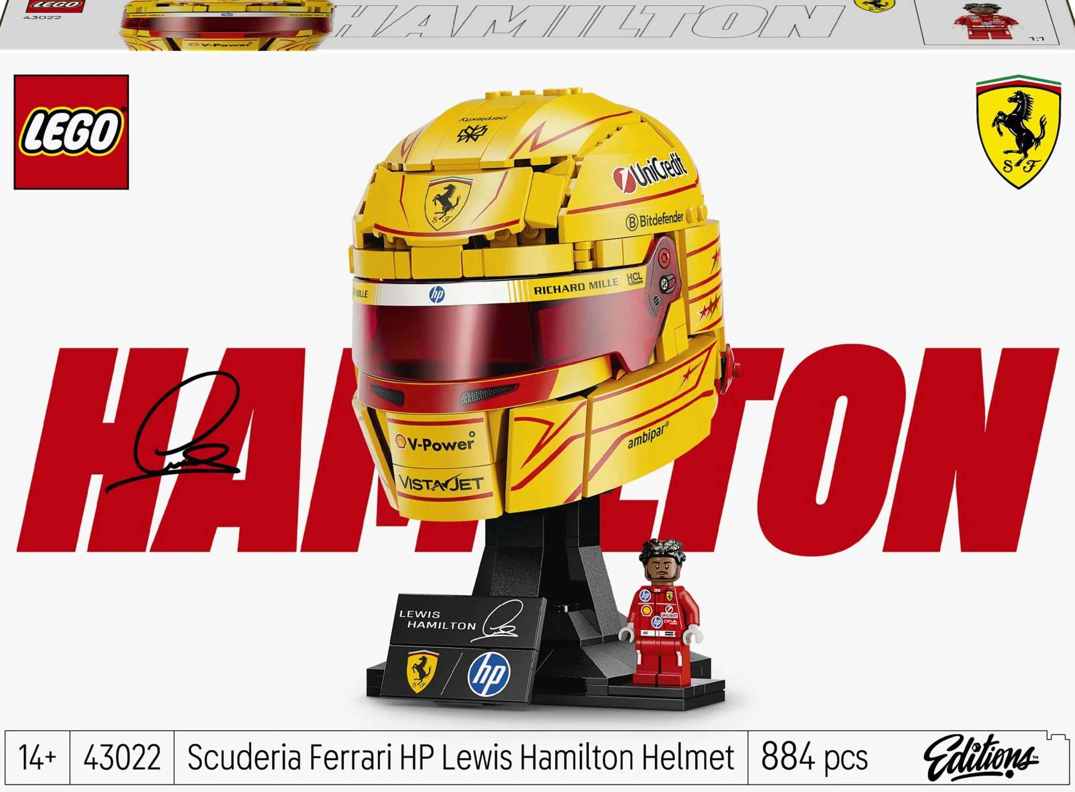 LEGO 43022 Scuderia Ferrari HP Lewis Hamilton Helmet Display Model Kit