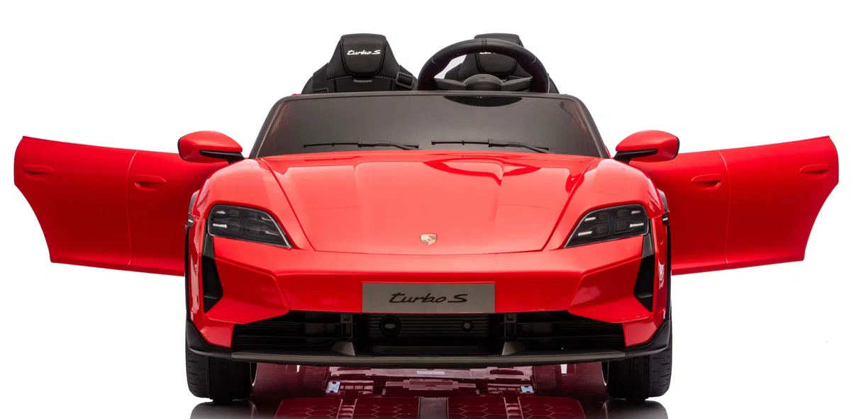 Porsche Taycan TurboS Auto Elettrica per Bambini 24V 2 Posti con Telecomando Luci LED Bluetooth Rosso