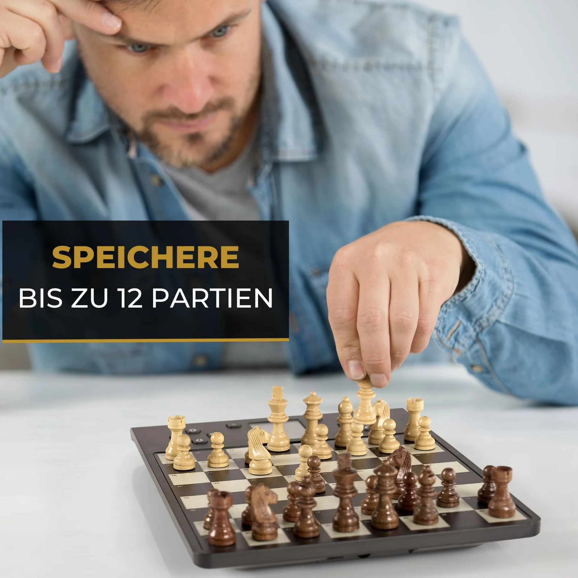 Computer per scacchi MILLENNIUM ChessGenius Pro Wood Edition - Elegante look in legno con pezzi in vero legno, facile da usare, ideale per i giocatori per hobby con funzioni di apprendimento AI