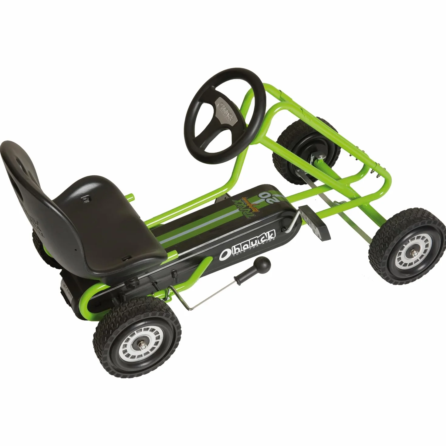 Hauck Go Kart Lightning - Macchina Cavalcabile per Bambini con Freno a Mano, Sedile Regolabile, Ruote in Gomma, Verde, fino a 50 Kg