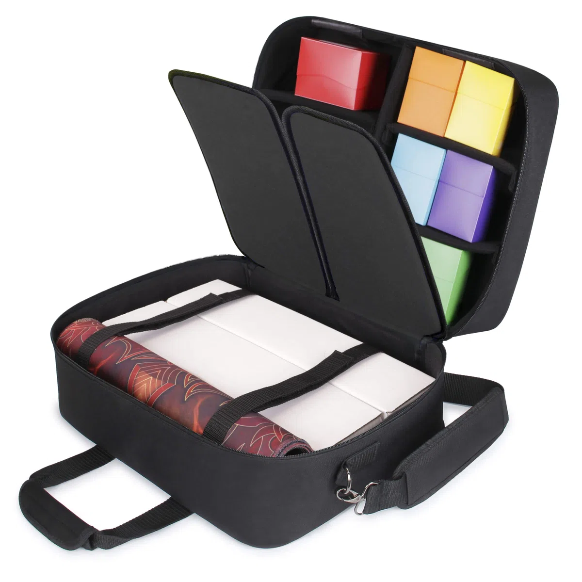 USA Gear Custodia da viaggio XL Magic The Gathering MTG Deck Box Bag - Borsa Grande per Carte MTG con Tracolla Imbottita, Interno Personalizzabile, Resistente agli Agenti Atmosferici - Nero
