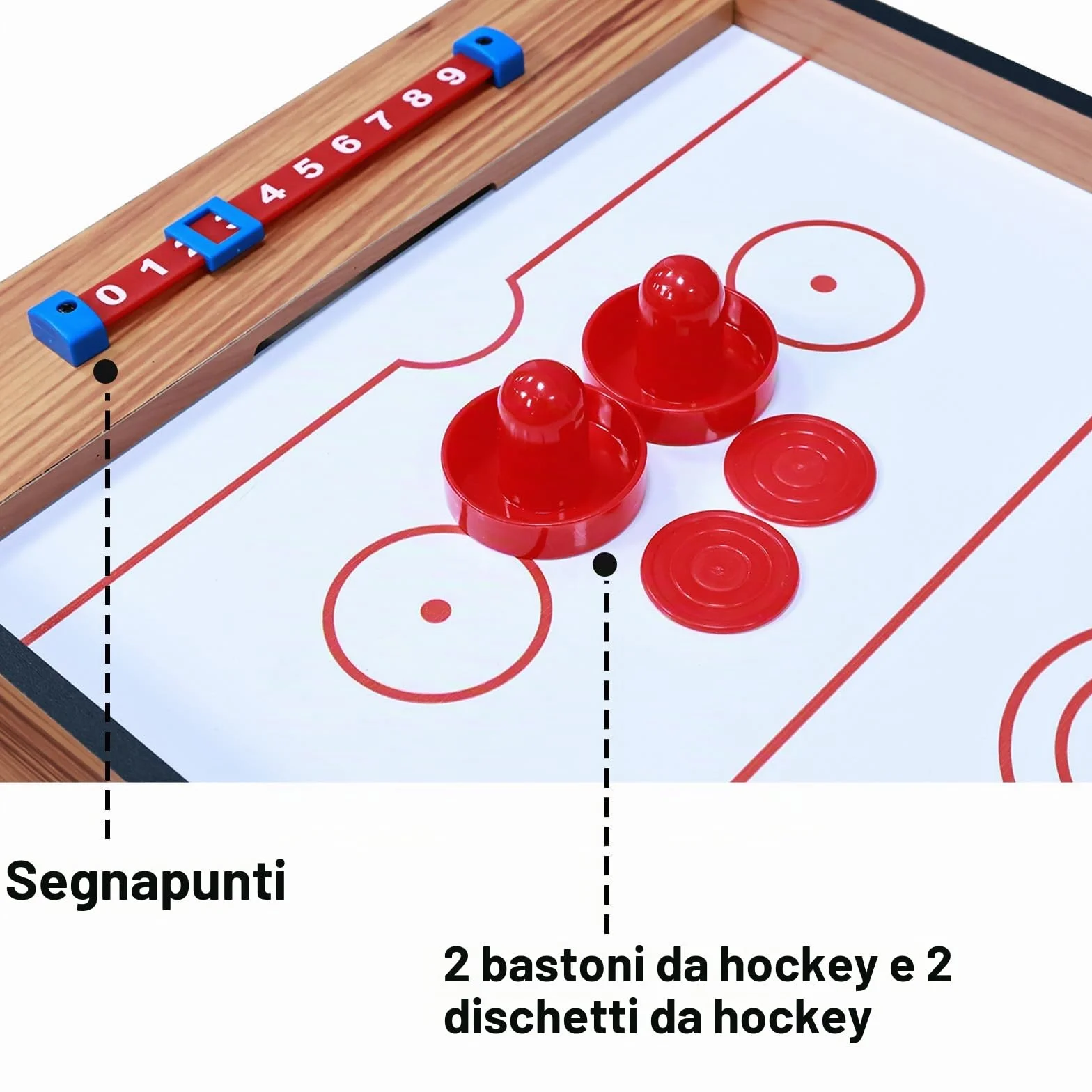Tavolo da gioco multiplo 2 in 1, mini tavolo da calcio combinato con scivolo hockey, biliardino, tavolo da gioco in legno, per la famiglia