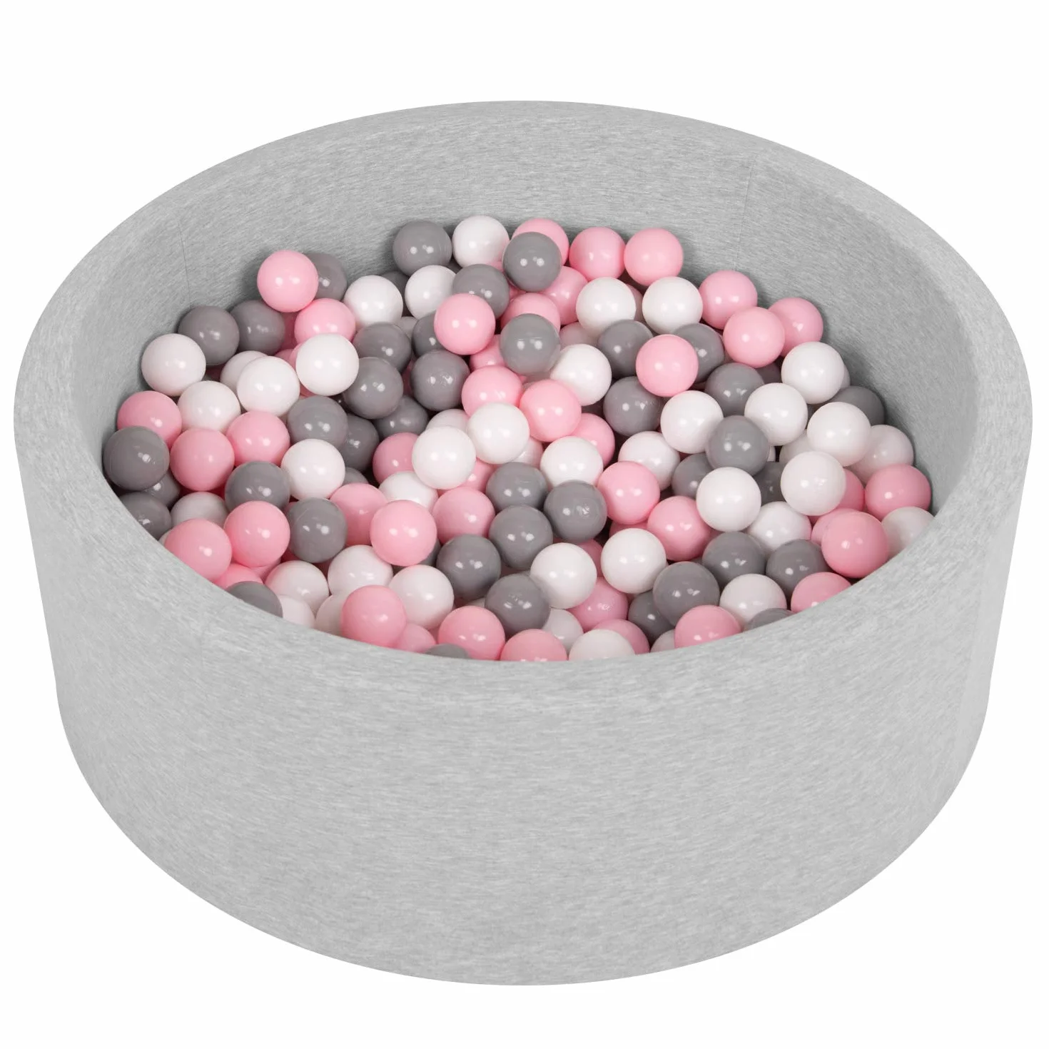 SELONIS Piscina Soffice per Bambini 90X30cm/200 Palline Rotonda, Grigio Ch:Bianco/Rosa