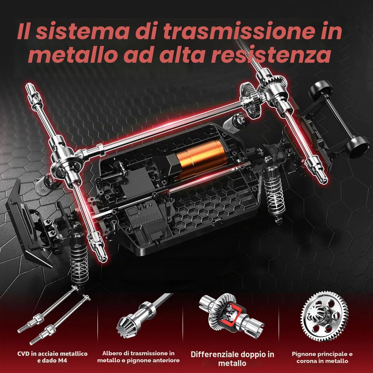 Macchina Telecomandata Professionale Brushless 1:14, RC Car 4WD 68 km/h con Roll Cage e Telaio Rinforzato, 2 Batterie 2S LiPo, Pneumatici Doppi, Macchina Radiocomandata Compatibile con 3S