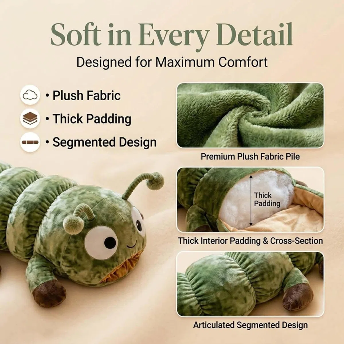 Sacco A Pelo A Forma Di Bruco,hugging Caterpillar Sleeping Bags,plush Cocoon Sleeping Bag With Pull Cord,hugging Caterpillar Sleeping Bags – Plush Cocoon Full-body Lounger