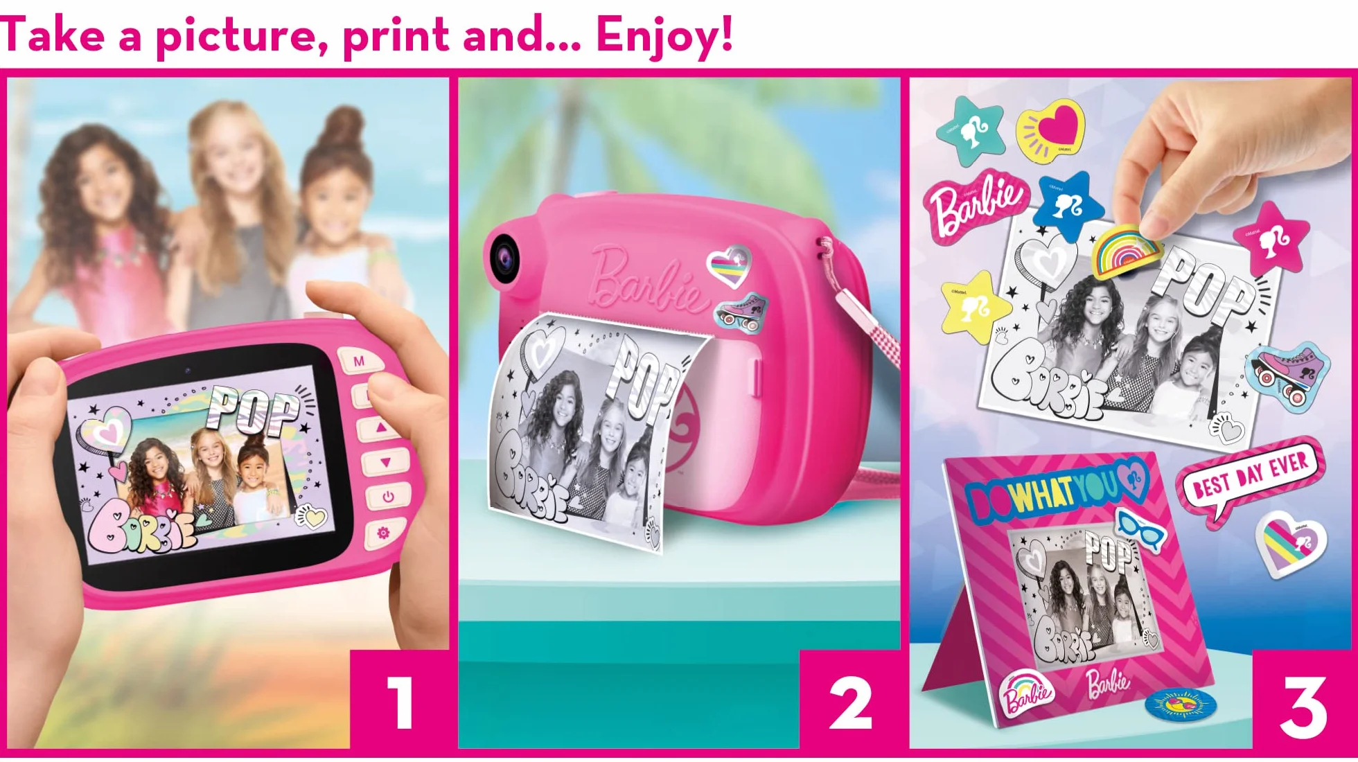 Lisciani Giochi- Barbie Print Cam Hi-Tech, Bambini Da 5 Anni, Fotocamera Istantanea, Stampa Subito Le Tue Foto, Funzione Video E Selfie, Multicolore, 97050, ‎38.8 x 28.5 x 5.7 cm, 300 grammi