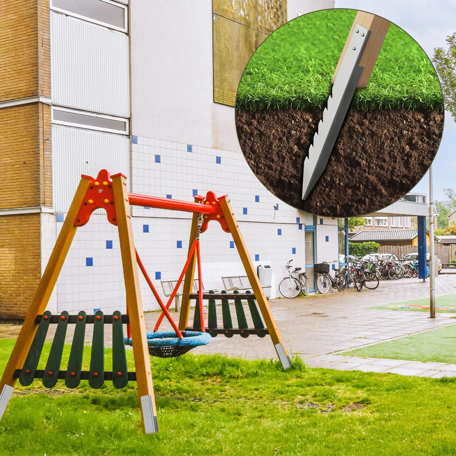 4 Ancoraggi a Pavimento per Altalena Ancoraggio da Giardino Ancoraggi per Altalena Resistenti all'usura, Antivento,Ancoraggio a Terra per Altalena per Bambini,420 mm
