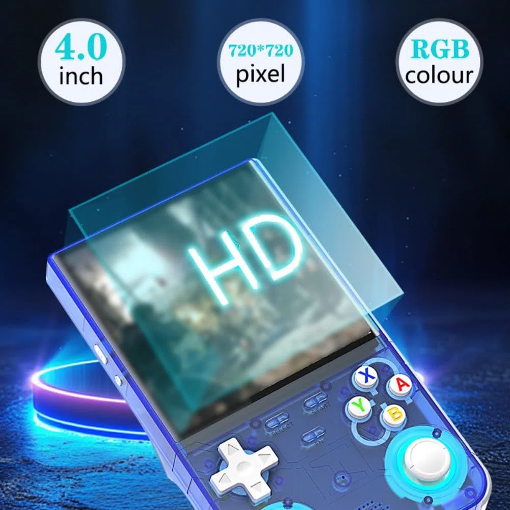R36 Ultra Console di gioco portatile da 128 GB Display HD da 4 pollici con design retrò per viaggi e viaggi (blu)
