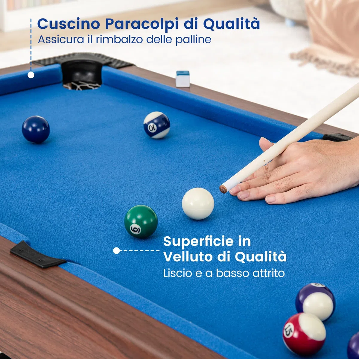 RELAX4LIFE Tavolo da Biliardo 122 cm, Mini Biliardo in Legno con Set Completo di 16 Palline, 2 Stecche, Gessetti, Spazzola e Triangolo – Tavolo Salvaspazio per Casa, Bar e Palestra
