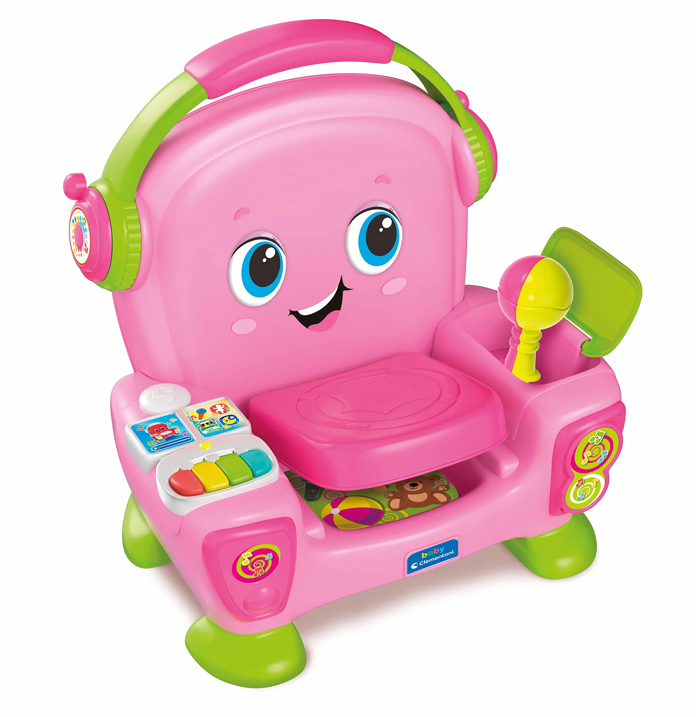 Clementoni Baby Poltroncina Interattiva Canta Suona e Balla Pink, Bambini 12-36 Mesi, Gioco Educativo con Luci e Filastrocche per Imparare Cantando e Ballando, Made in Italy, Lingua Italiana, 17755