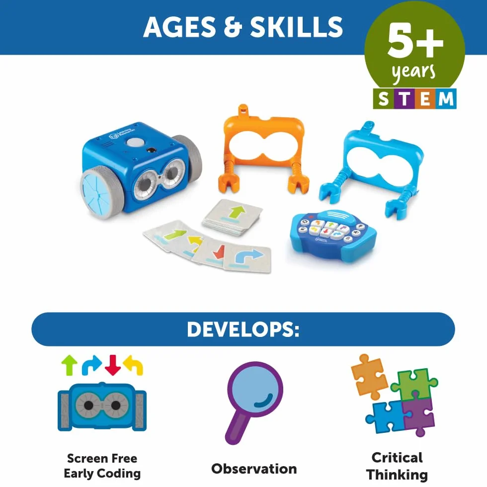 Learning Resources Robot Programmabile Botley 2.0, età 5+, Robot Educativo STEM Senza Schermo con Luci e Suoni