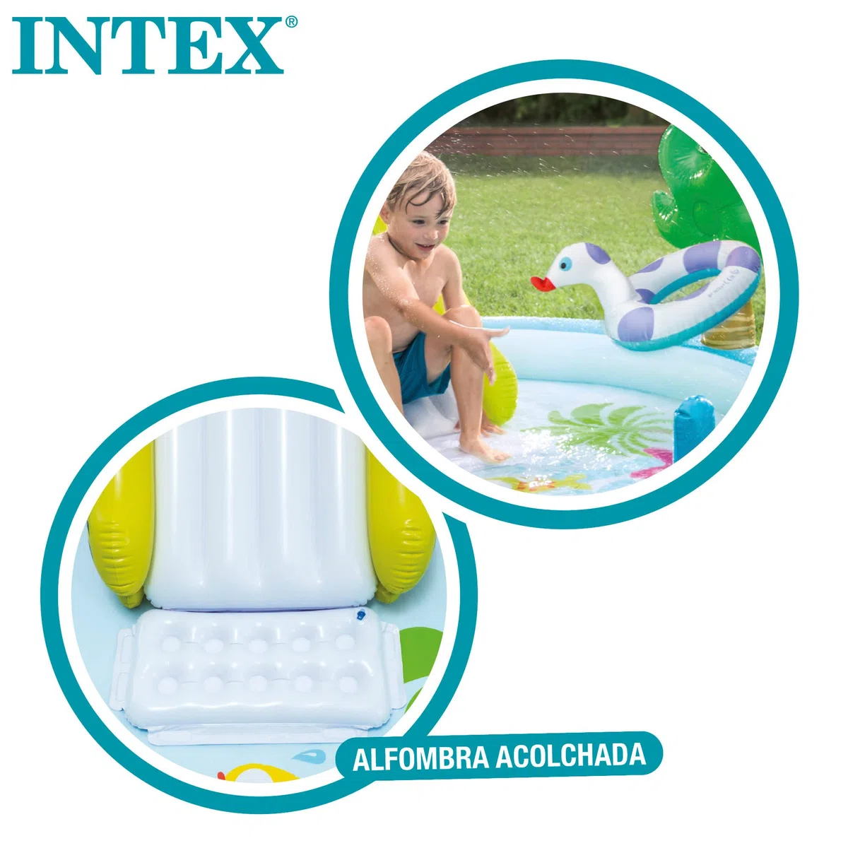Intex 57164NP Piscina Gonfiabile Play Center Alligatore, Vinile, 323x175x74 cm