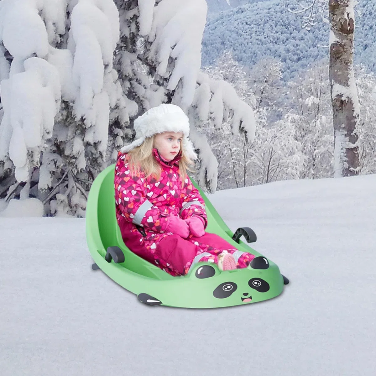 Slitta per bambini, slitta invernale per bambini,Slitta orientabile per bambini piccoli - Slittino da neve con fune e cintura di sicurezza per bambini, ragazzi e famiglie