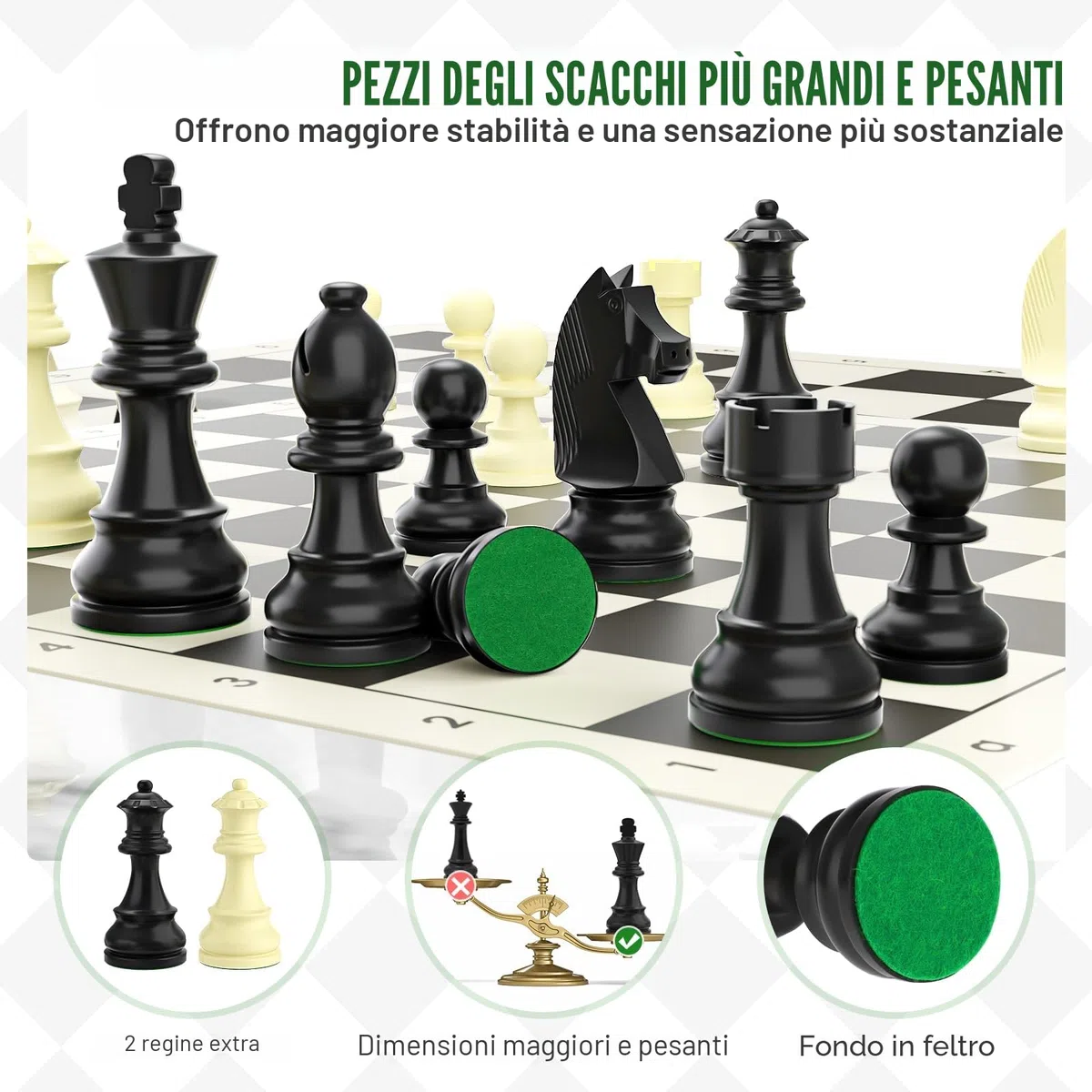 Peradix Scacchiera Professionale Portatile in Silicone 50x50cm Set Scacchi Gioco da Tavola