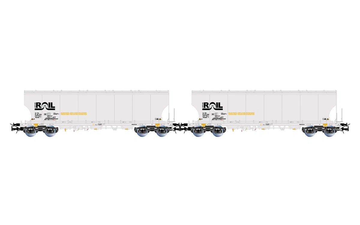 Rivarossi HR6675 ATIR-Rail, 2 unità Pack 4 Assi Carri silo tondi Lati tondi, livrea Grigia, EP. VI per Adulti, 14+ Anni, Collezionisti modellismo Ferroviario