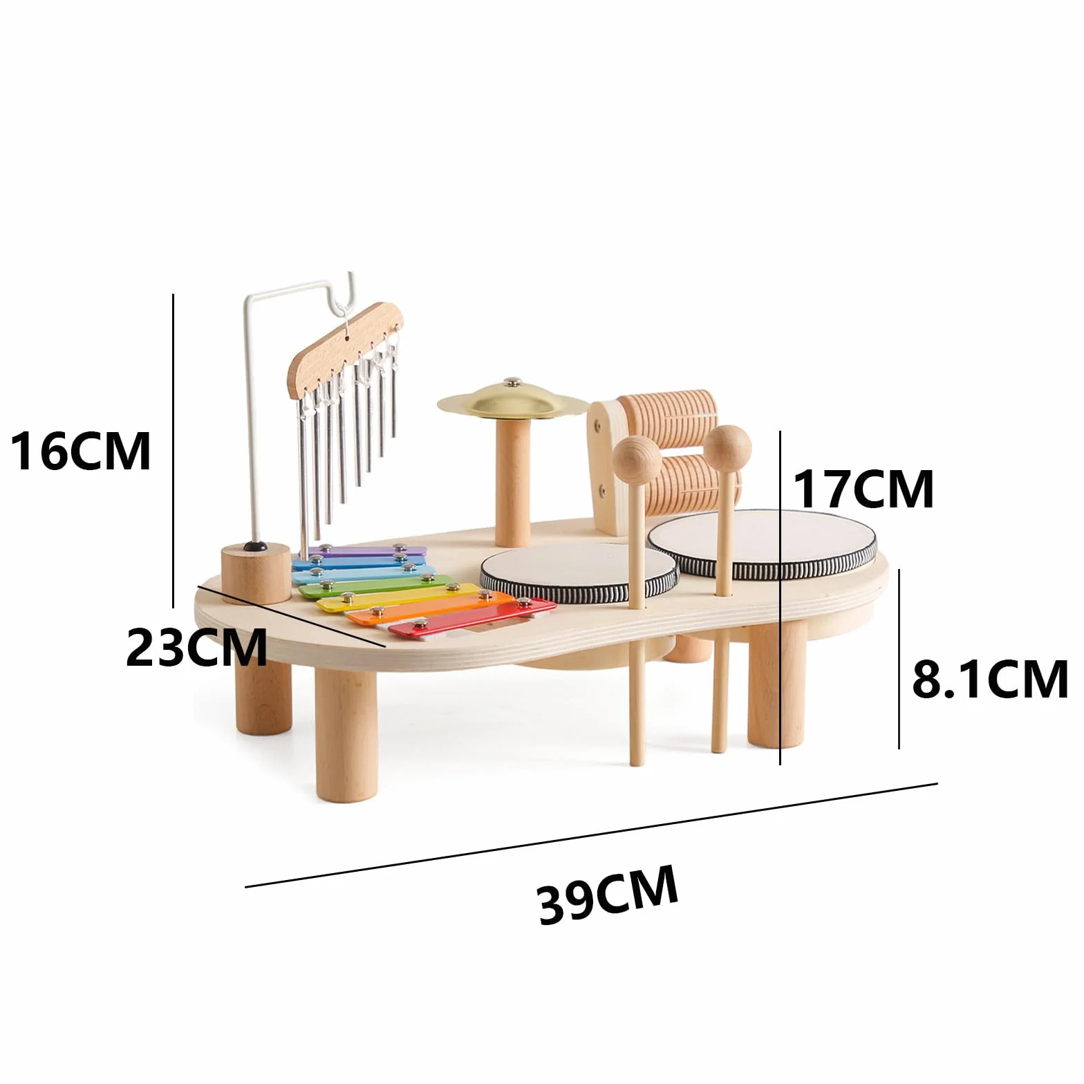 7 in 1 Baby Drum Set per Bambini, Xylophone Giocattolo Musicale di Legno, Strumenti Musicali Montessori del Bambino,Regalo di Compleanno per Ragazzi E Ragazze, A