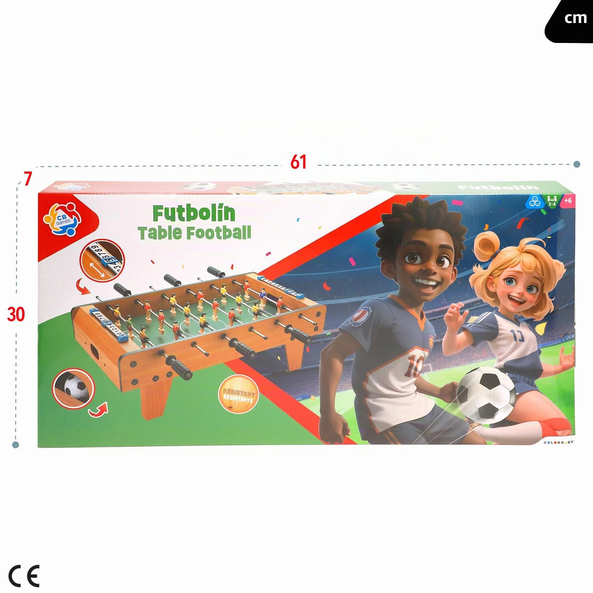 ColorBaby - Calciobalilla in Legno Premium 60 x 30 x 20 cm
