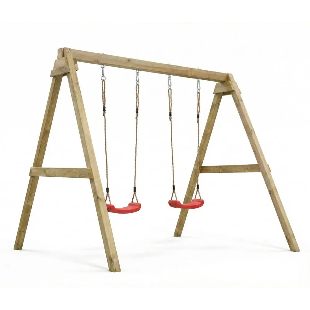 Altalena in Legno Maxplay Swing con Doppia Seduta da Giardino – Altalena Bambini da Esterno, Struttura in Legno Impregnato in Autoclave, Resistente per Uso Privato, Giochi da Giardino 3-10 Anni