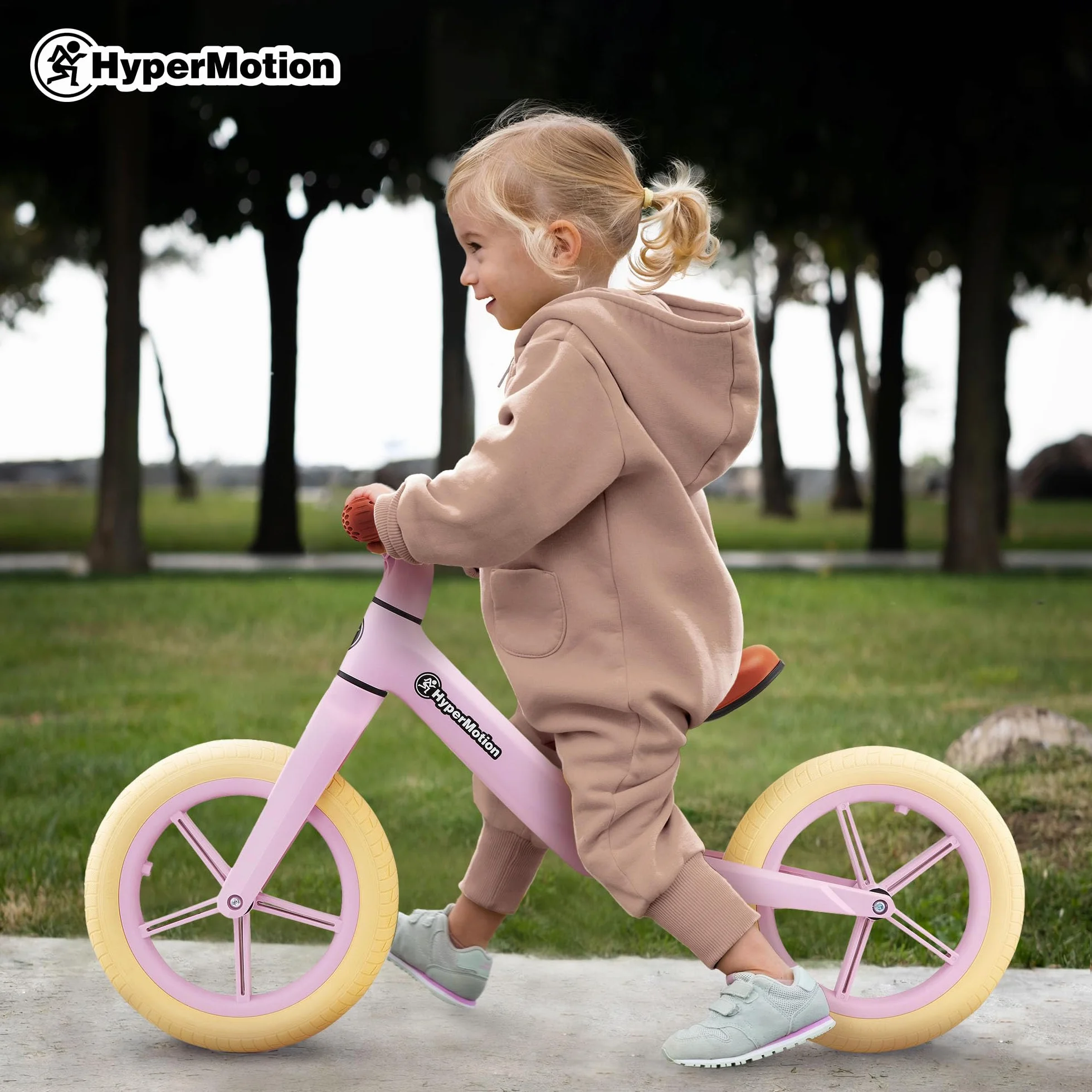 HyperMotion Marcelo Bicicletta Senza Pedali Balance Bike 12 Pollici con Ruote PU Antiforatura, Sella Regolabile e Bloccasterzo, per Bambini da 18 Mesi, Resistente fino a 50 Kg, Montaggio Facile, Rosa