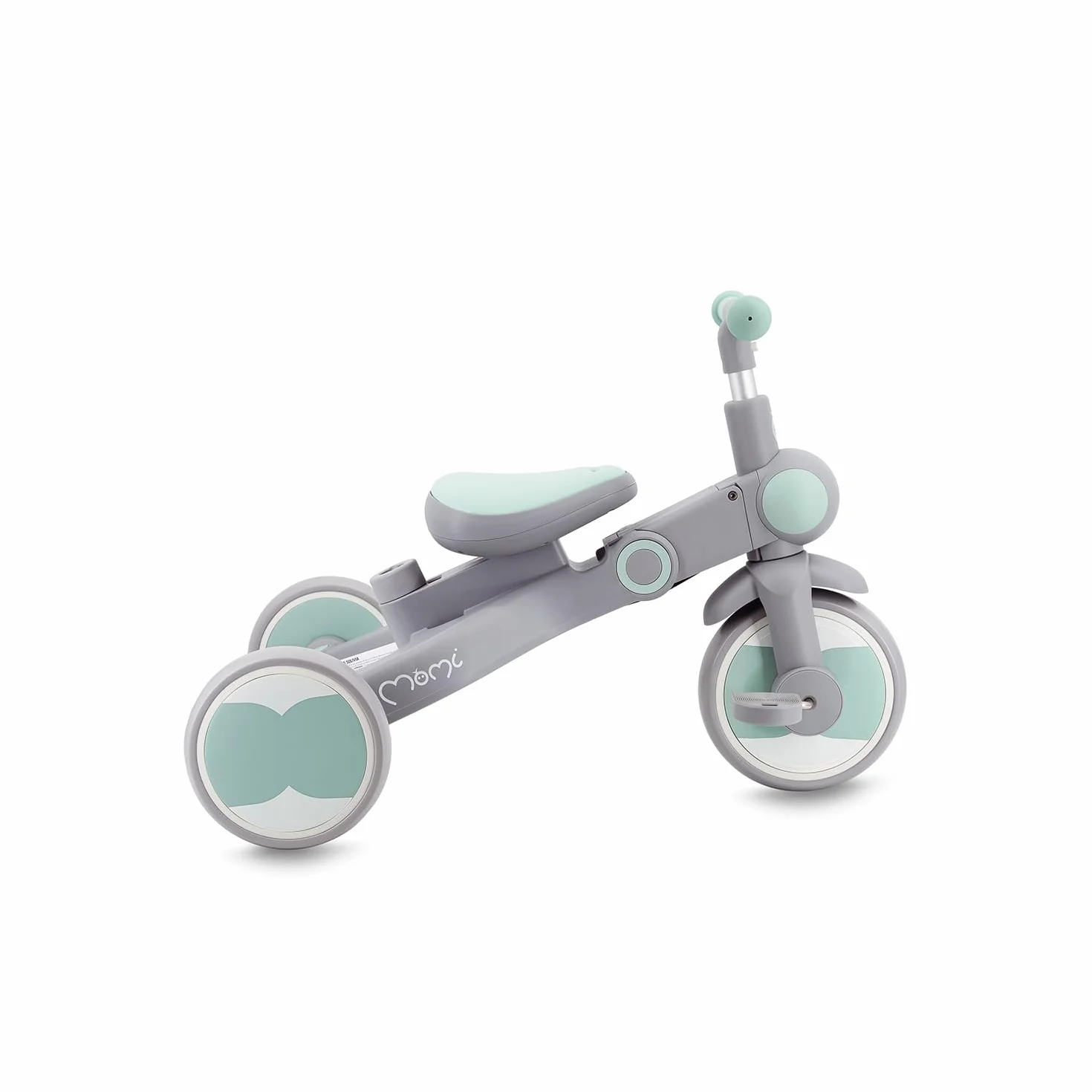 Triciclo per bambini MoMi 4in1 SOLIVIA con manubrio telescopico, cinture di sicurezza a 5 punti, per bambini a partire da 12 mesi, con capottina parasole, ruote in PU, borsa e portabicchiere