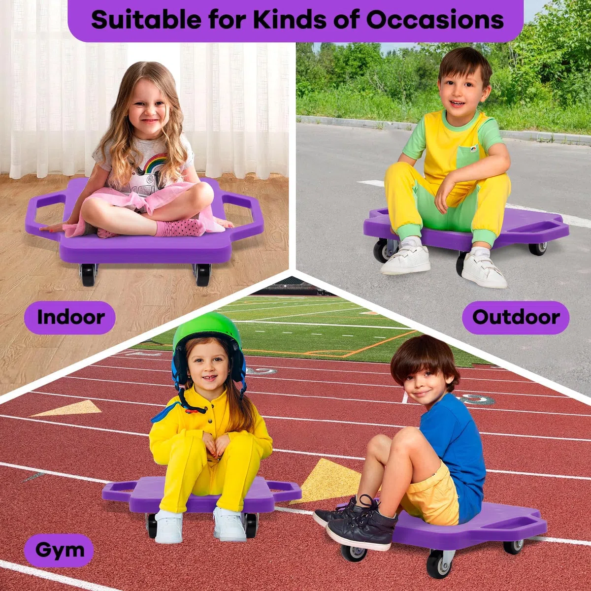 Rollbrett Balance Board Für Kinder,Kindersport ab 3 Jahren zur Förderung von Balance, Motorik & Koordination,Scooter Board mit Haltegriffen und Umlenkrollen