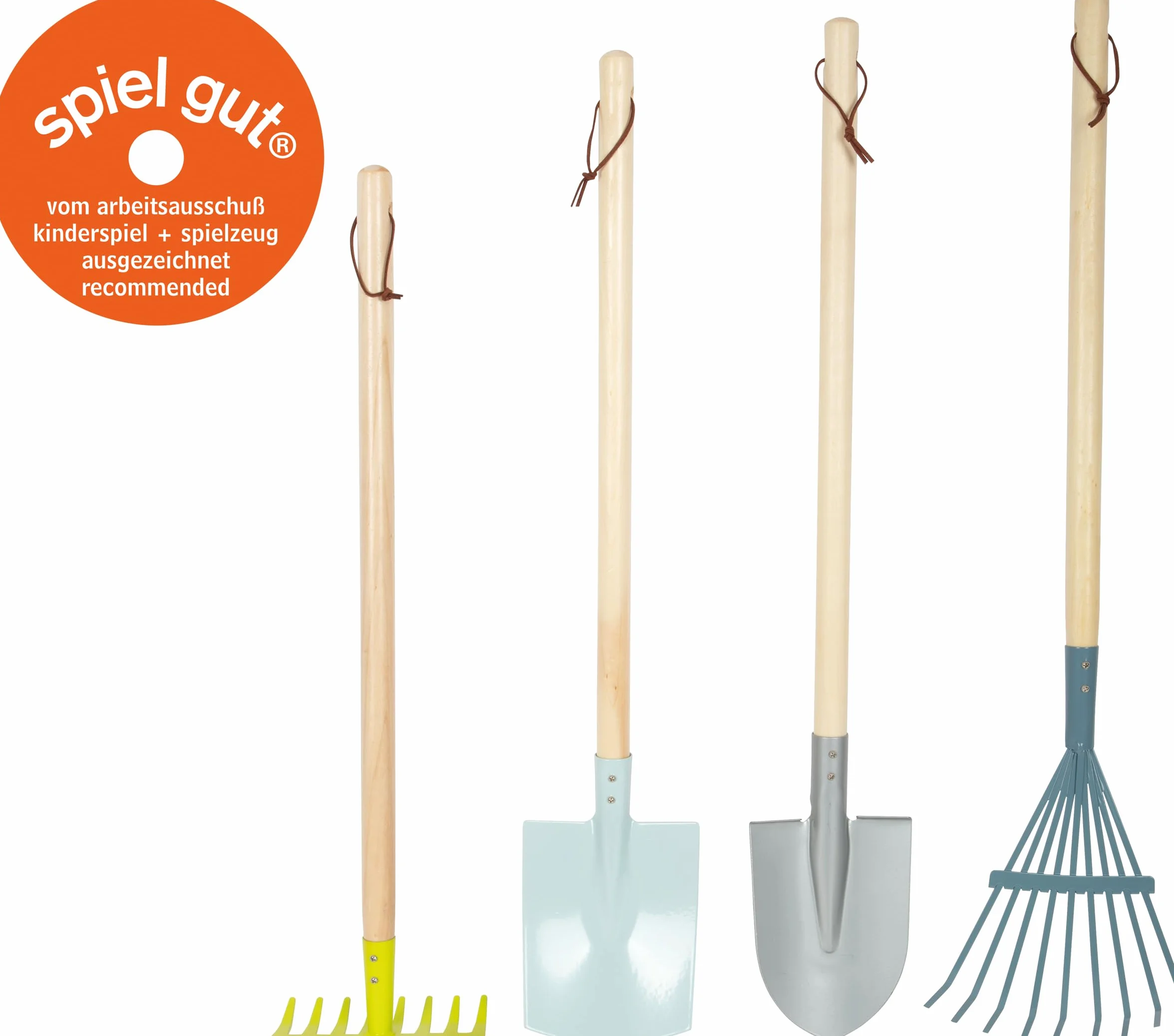 Small Foot Set di attrezzi da giardino in legno e metallo, giocattolo per bambini dai 3 anni, in colori moderni, 12389 Toys