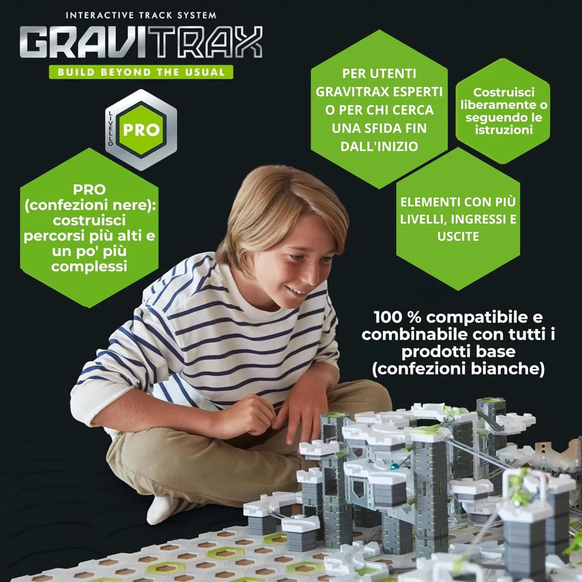 Ravensburger - GraviTrax Pro Starter-Set Vertical, Pista biglie 145 pezzi, Rompicapo bambini e adulti, Giochi bambini 8 anni e più, Gioco Interattivo STEM, Compatibile con tutti i GraviTrax