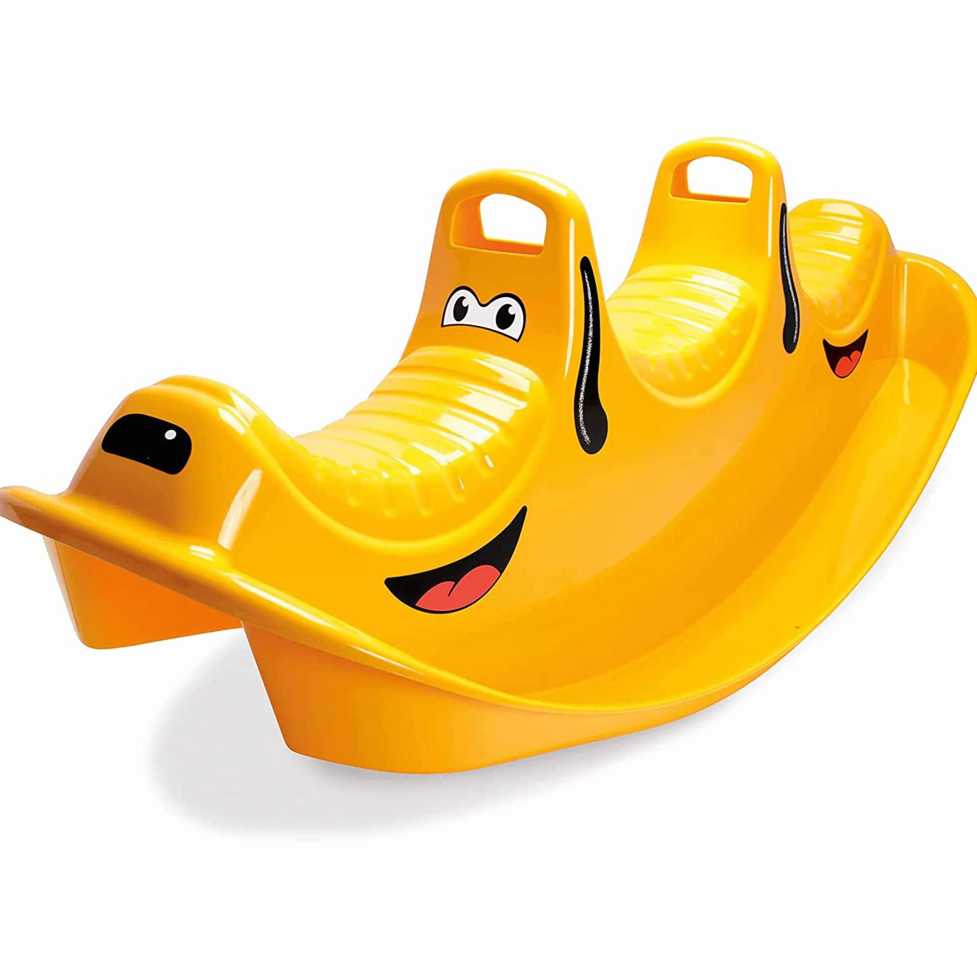 Dantoy - Dondolo Bambini 3 Persone e Altalena - Giocattoli Bambino 1 Anno - Giochi da Esterno per Bambini - Regalo Bimba 1 Anno - Cane Felice Giallo - Plastica Resistente - Prodotto In Danimarca