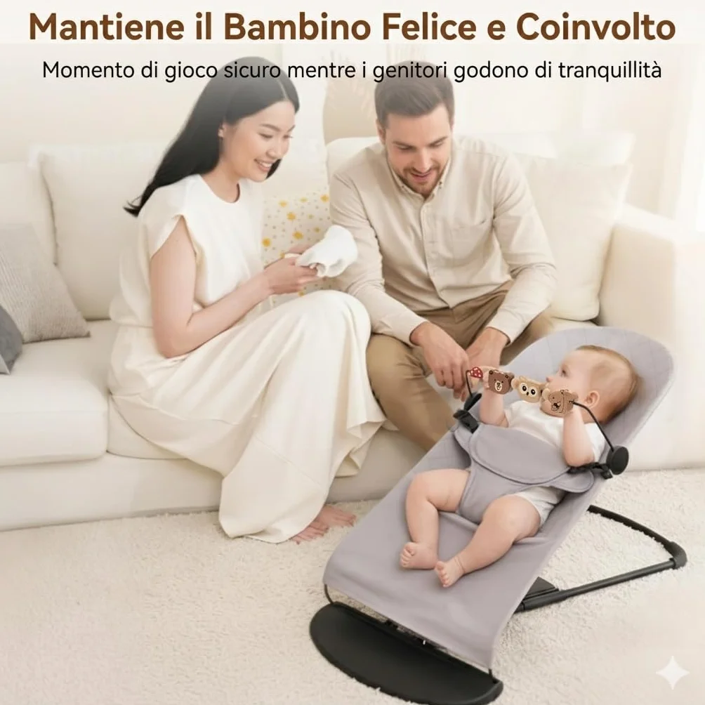 Giocattolo per buttafuori, Compatibile con BabyBjorn Bouncer Balance Soft & Bliss, Barra Giocattolo Girevole in Legno per Bambini, Giocattolo per Lo Sviluppo sensoriale (Animali)