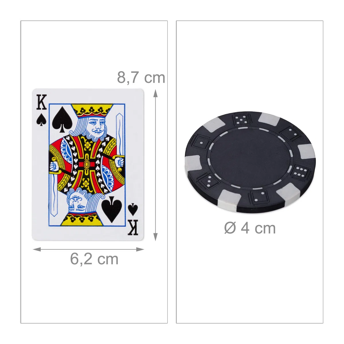 Relaxdays Valigetta Poker, 500 Chips Laser, 2 Mazzi di Carte, 5 Dadi, Dealer, Richiudibile & Portatile,Alluminio,Argento