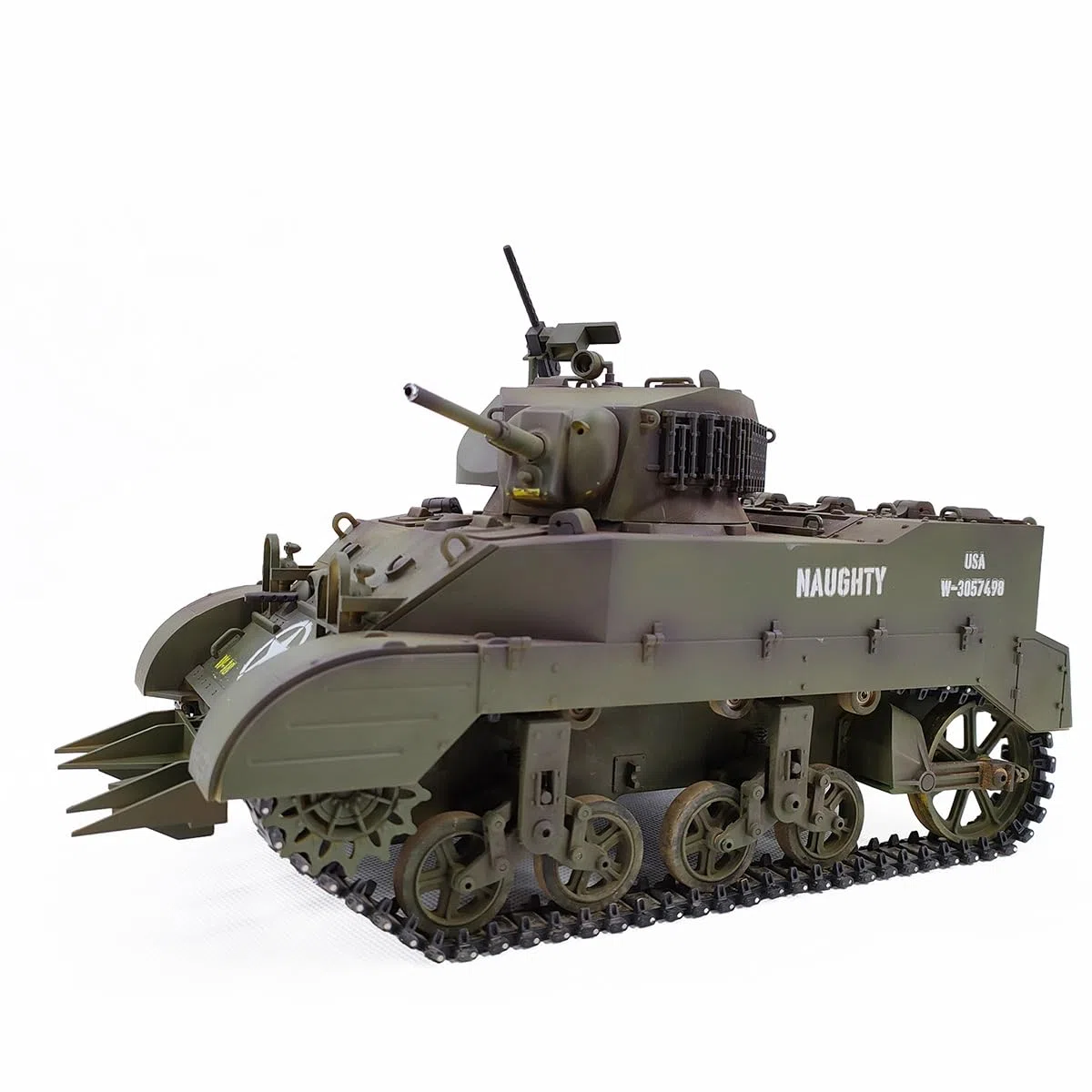 1/16 Scale RC Tank, US M5A1 Stuart, modello di carro armato radiocomandato con effetti sonori, telescopio scarico fumo R-C veicolo militare per adulti