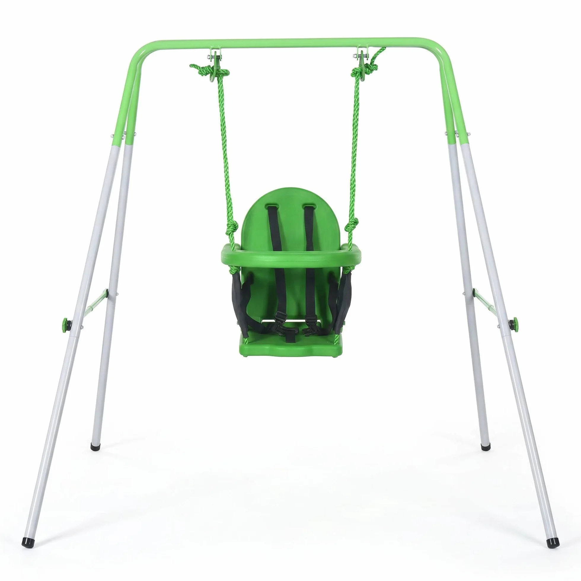 Outsunny Altalena per Bambini 6-36 Mesi da Giardino e Salotto in Acciaio e PE con Seggiolino e Bretelle di Sicurezza, 122x146x122 cm, Verde