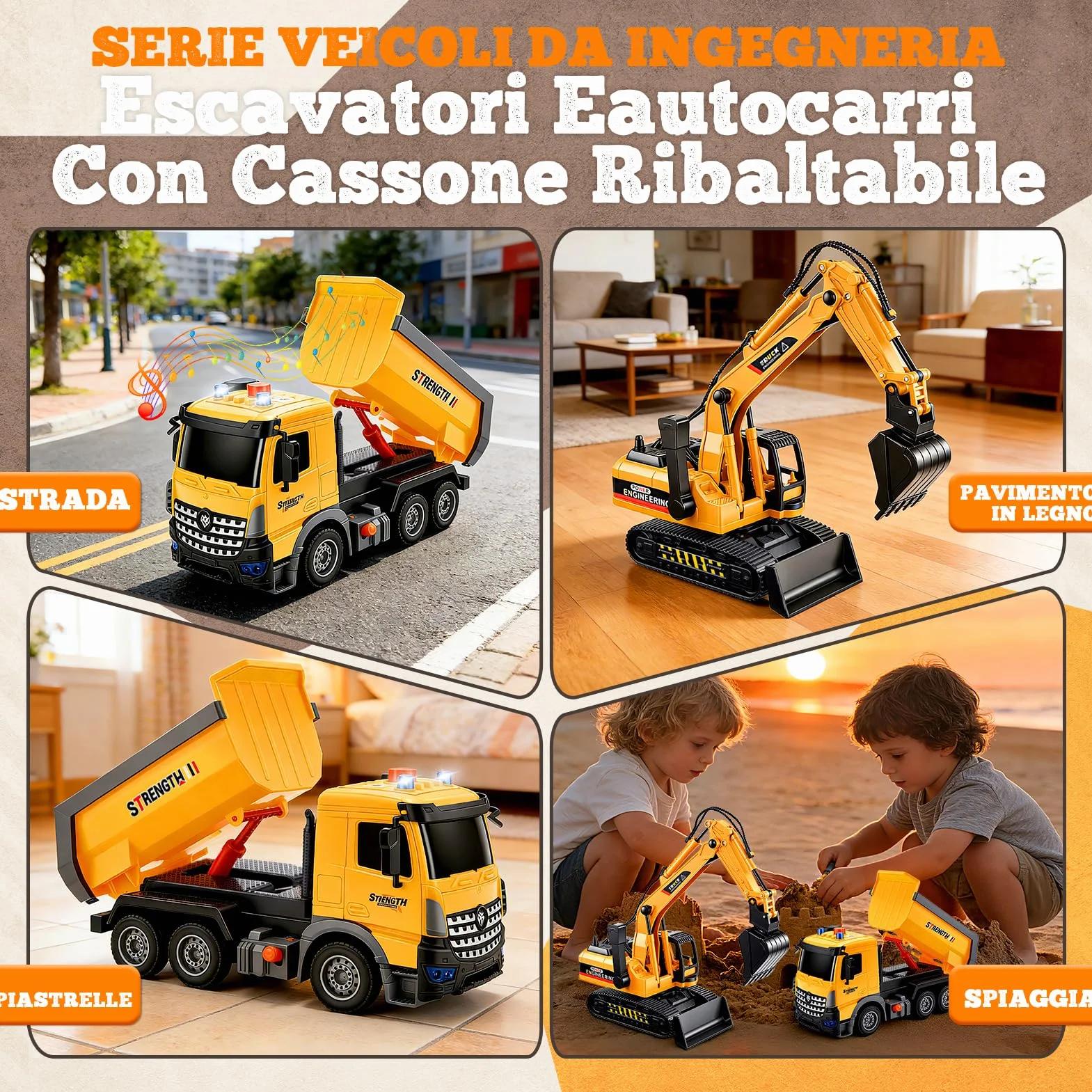 EUCOCO Giochi Bambini 3 4 5 6 7 8 Anni, Ruspa Escavatore Camion Giocattolo Per Bambini Regalo Bambino 3-8 Anni Macchinine Per Bambini Giocattolo Bambino 3-8 Anni Regali Compleanno Bambini Bambino